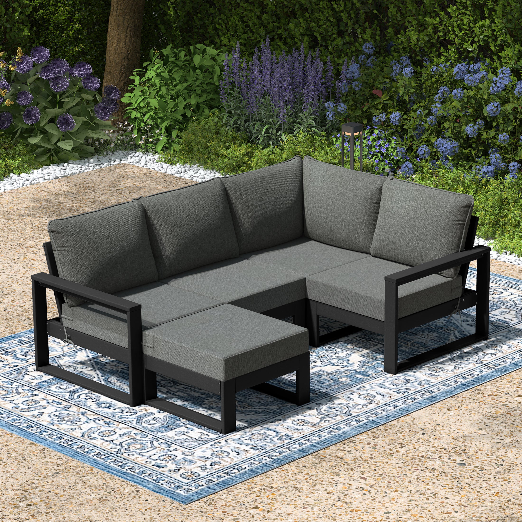 Rockaway 5-piece Outdoor Sectional Modular Patio Furniture Sofa Set