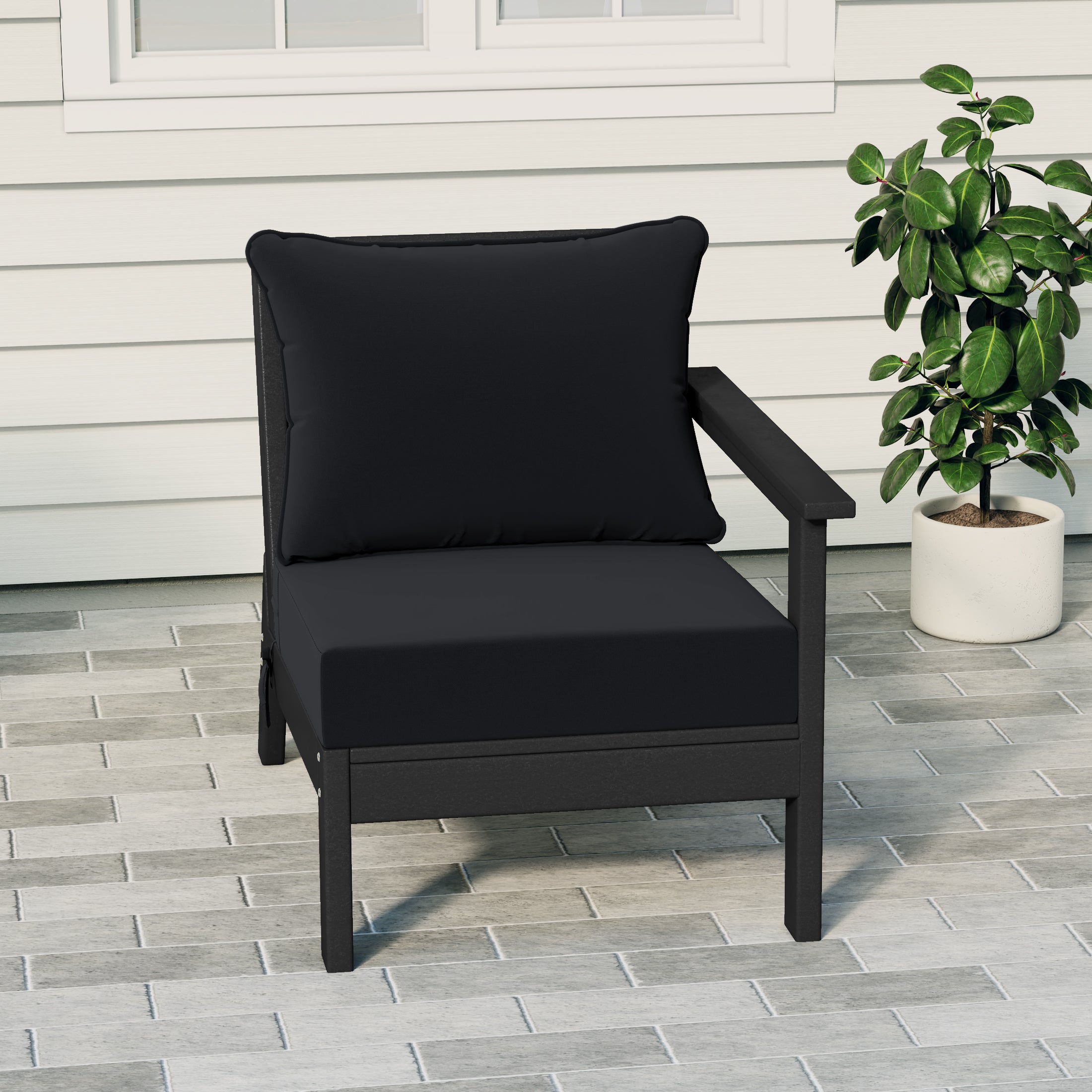 Portsmouth Outdoor Patio HDPE Right Arm Sectional Corner Club Chair with Patio Cushions