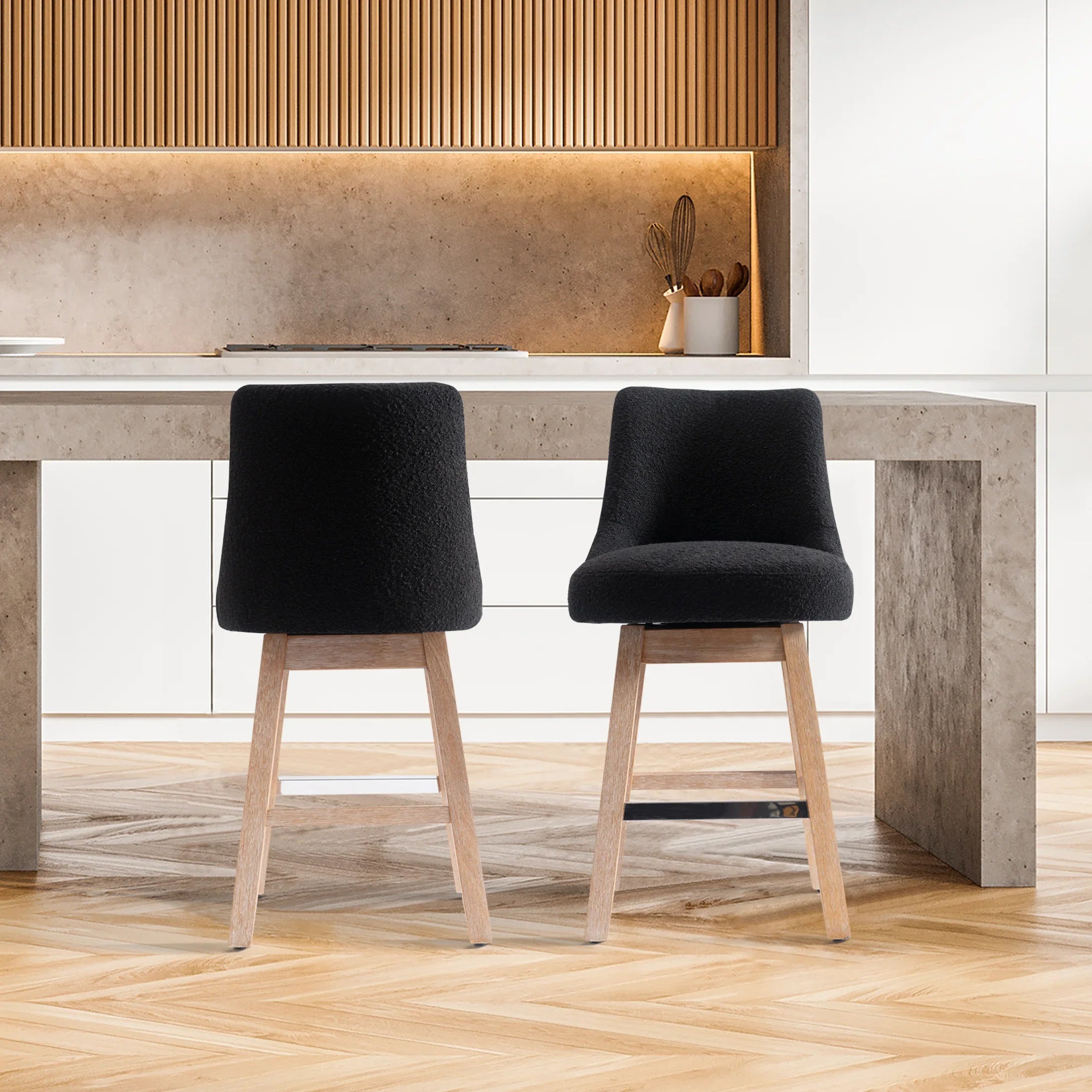 Amélie 26" Upholstered Swivel Counter Height Bar Stools (Set of 2)