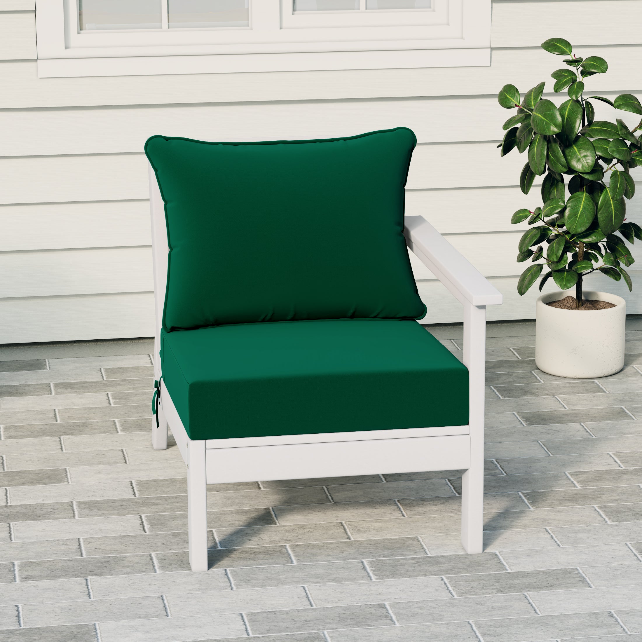 Portsmouth Outdoor Patio HDPE Right Arm Sectional Corner Club Chair with Patio Cushions