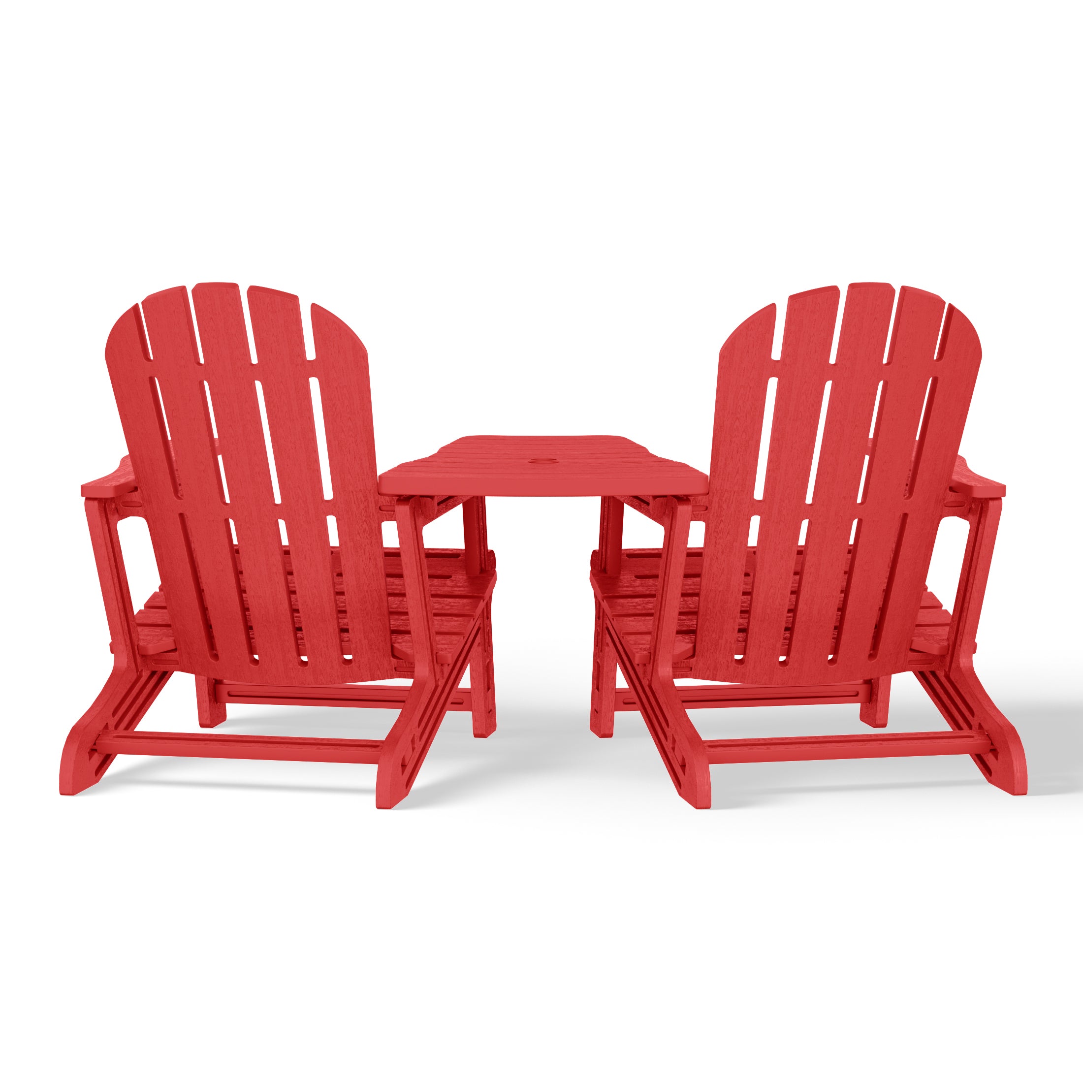 Cayman Outdoor HDPE Adirondack Chairs With Connecting Table Tray (Set of 2)