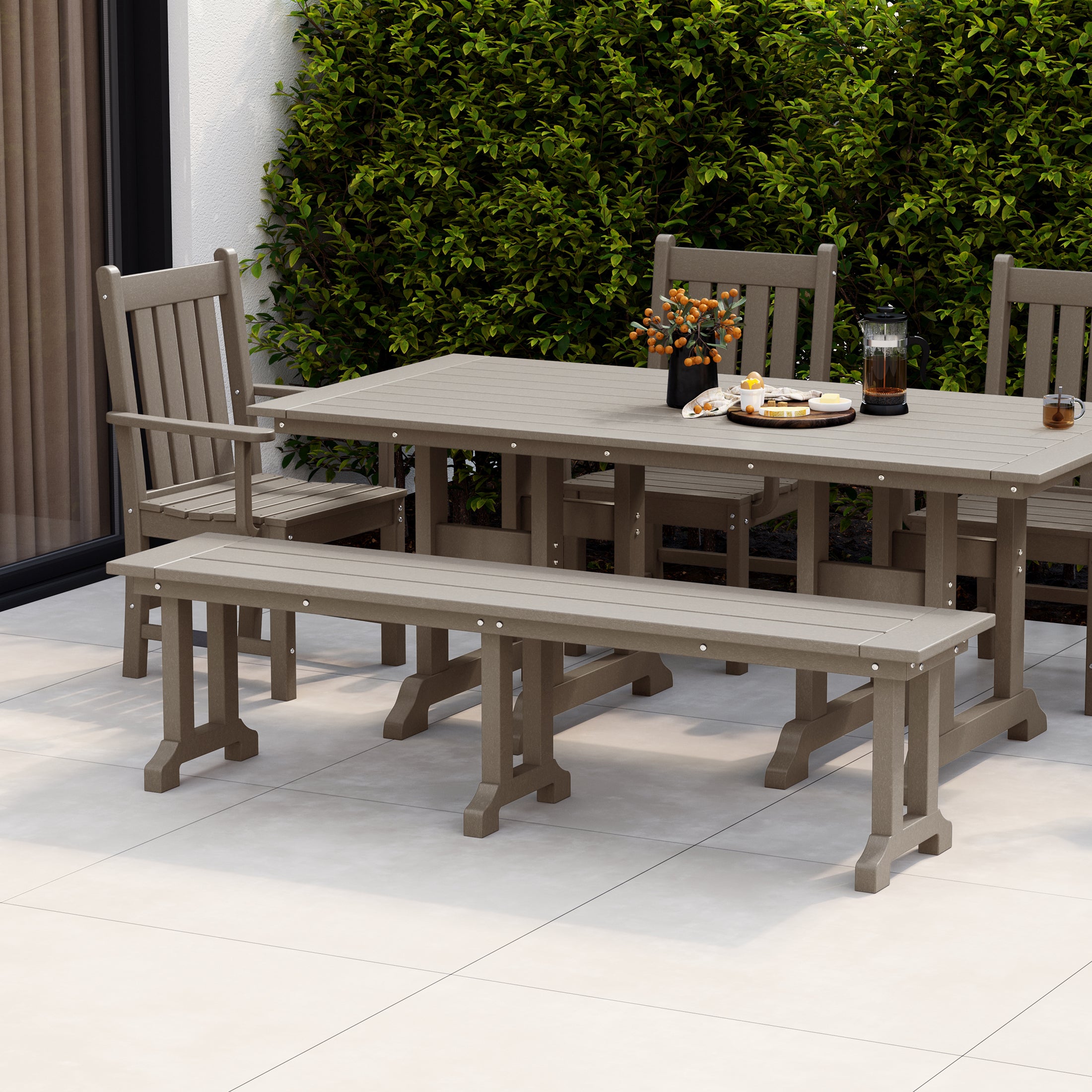 Paradise 65" Outdoor Patio Trestle Dining Bench