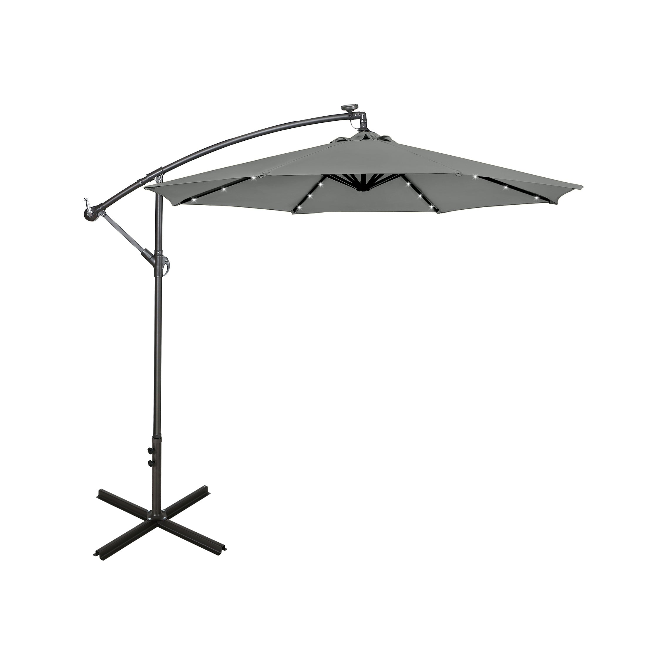 Westlake 10 ft. Outdoor / Paito Cantilever Hanging Umbrella with Solar Power LED lights