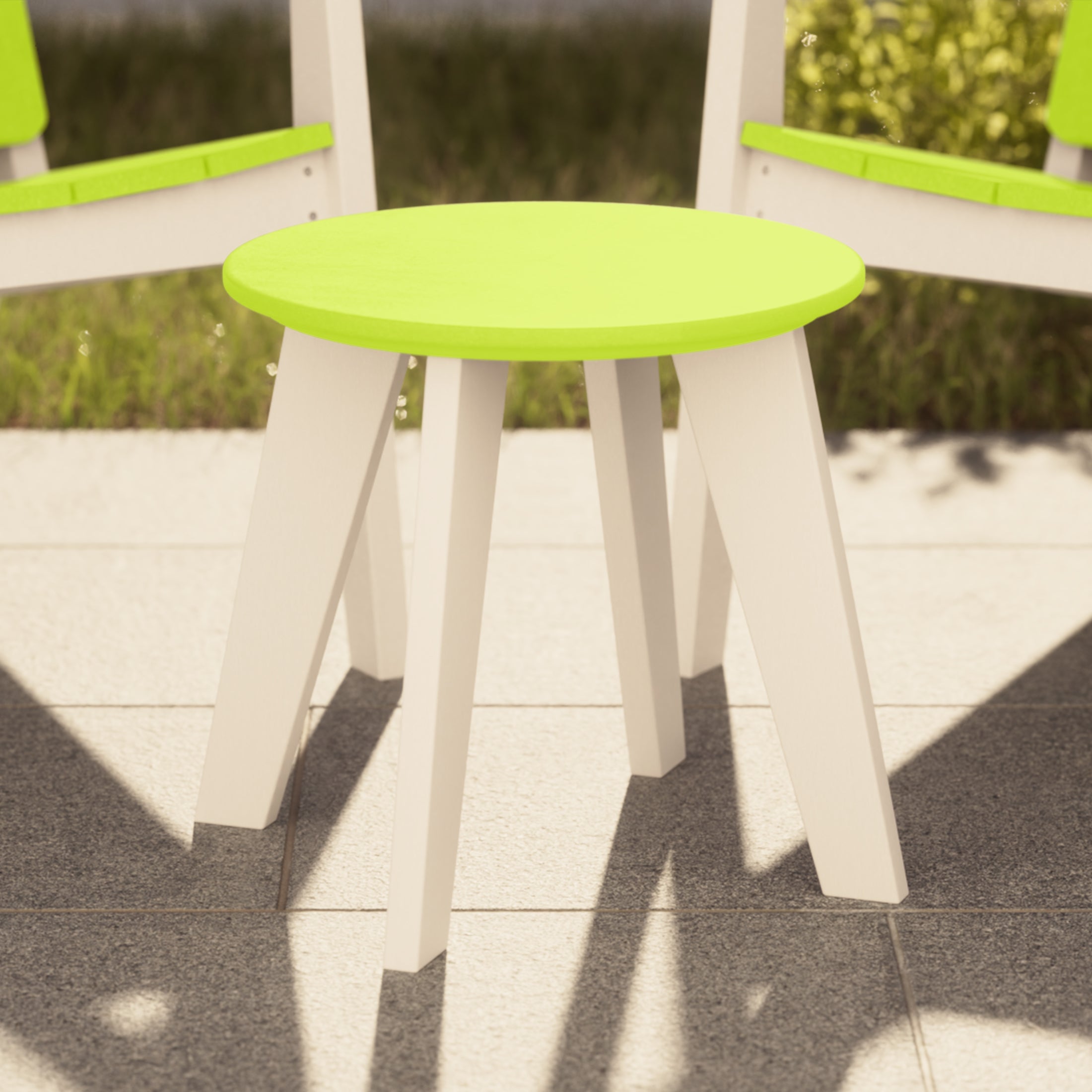 Seaside HDPE Plastic Outdoor Round Adirondack Patio Side Table
