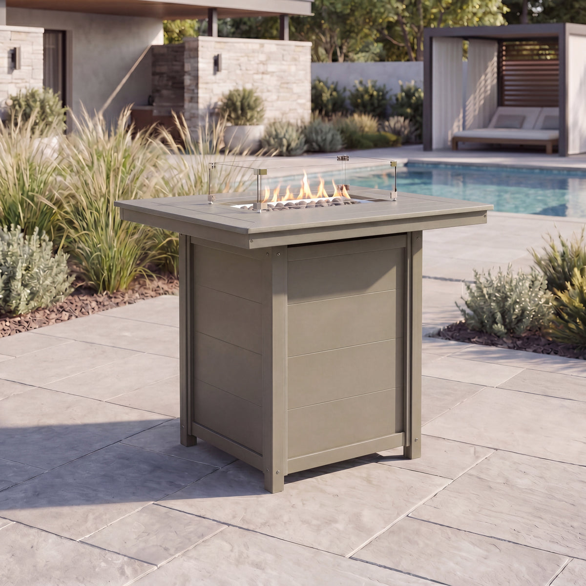 Sol 46" Modern Outdoor Patio Gas Propane Rectangle Fire Pit Table