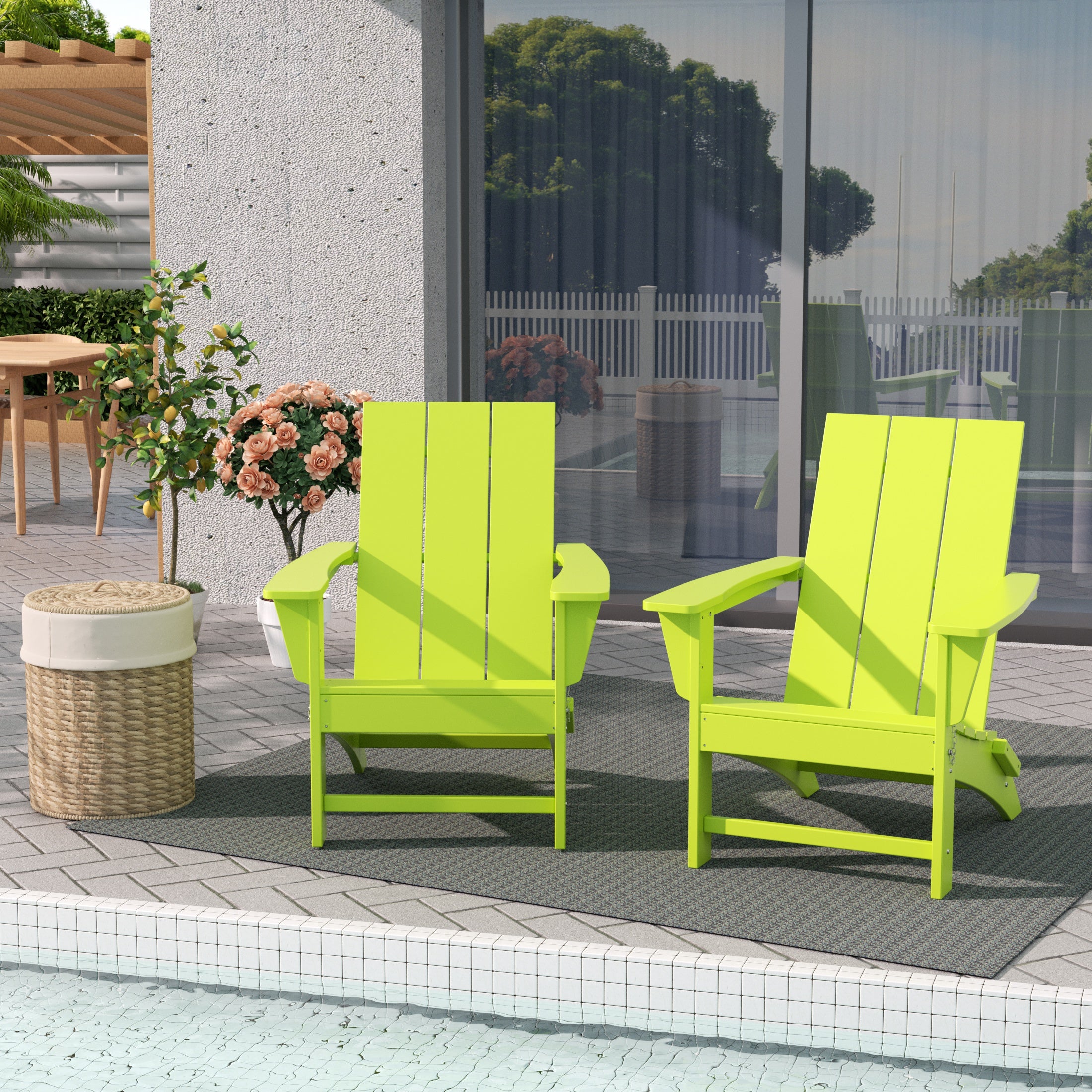 Palms Modern Outdoor Folding Adirondack Chair (Set of 2)