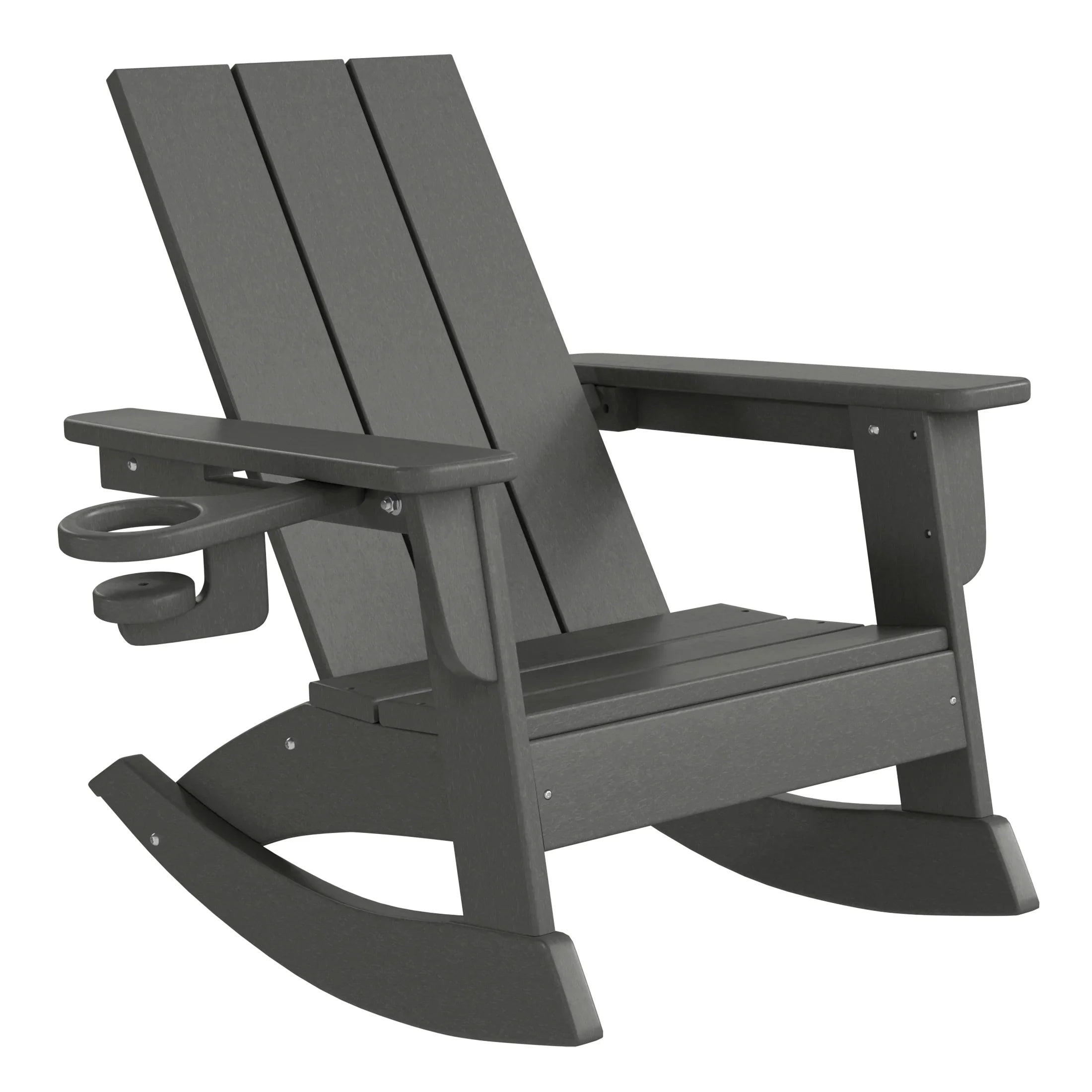 Palms 3-Piece Kids Modern Rocking Chair With Cup Holder and Square Side Table Set