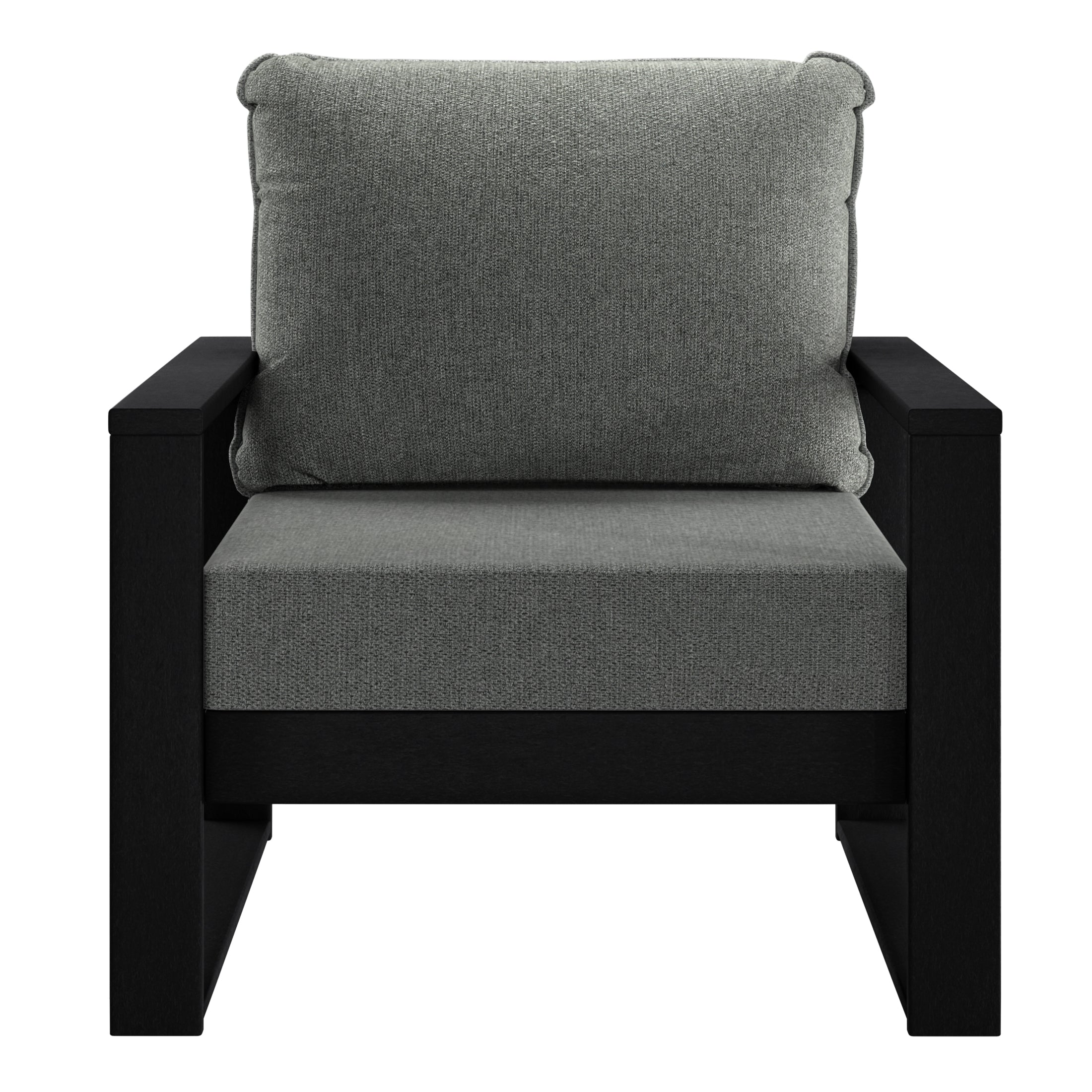 Rockaway Outdoor Modern HDPE Patio Club Chair with Waterproof Deep Seat Cushions