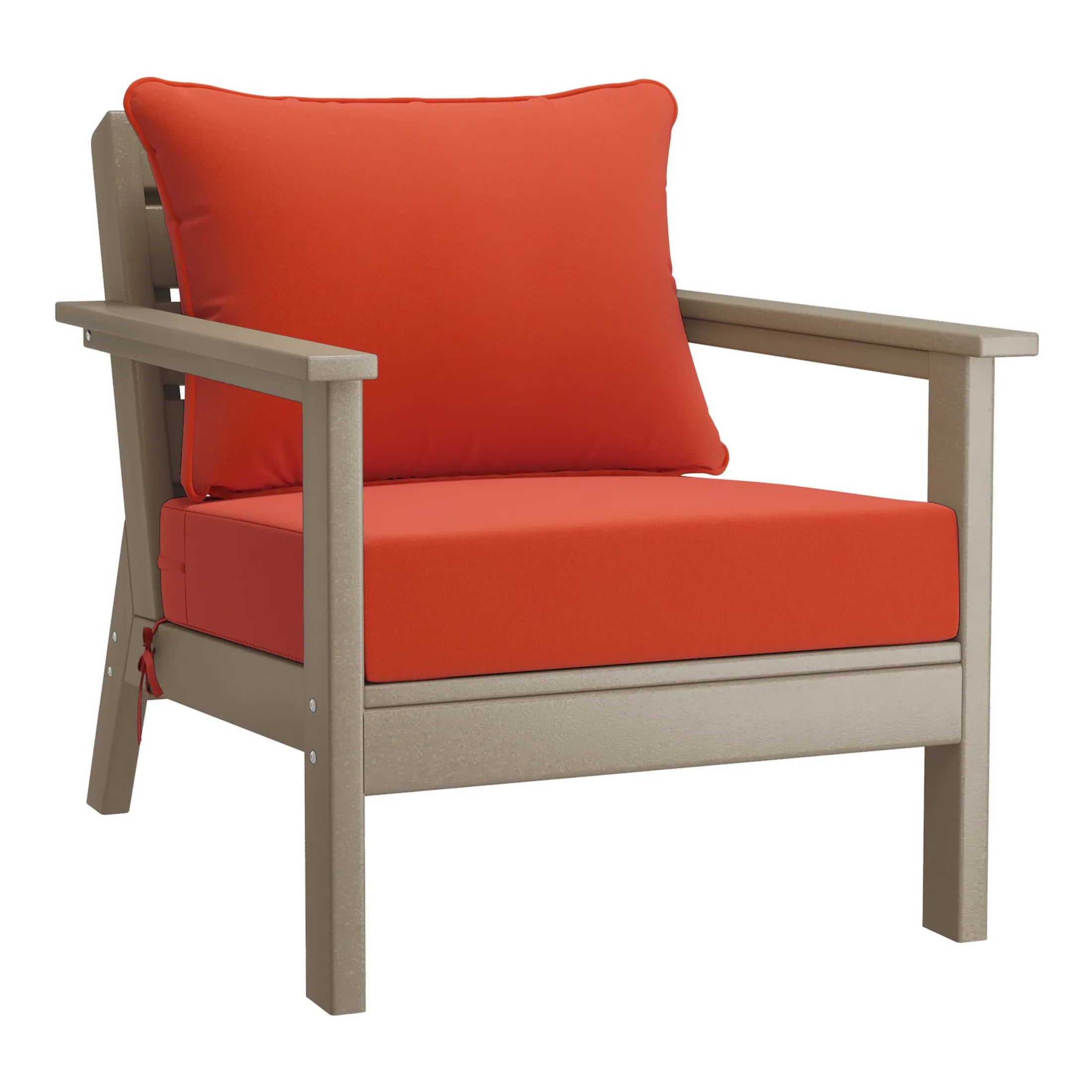 Portsmouth Outdoor Modern HDPE Patio Club Chairs with Deep Seat Cushions (Set of 2)