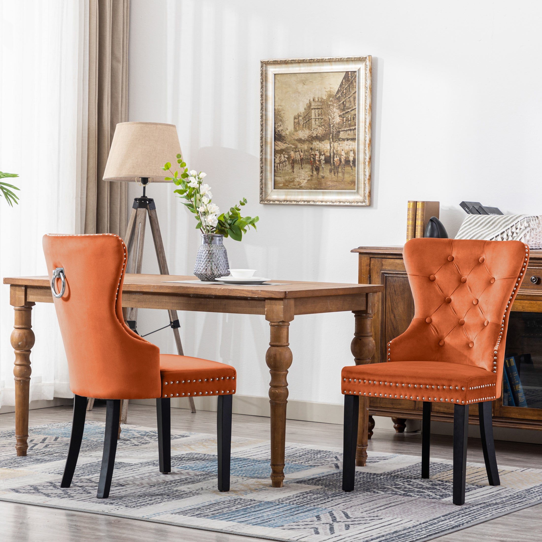 Hank Velvet Upholstered Tufted Dining Chairs (Set of 2)