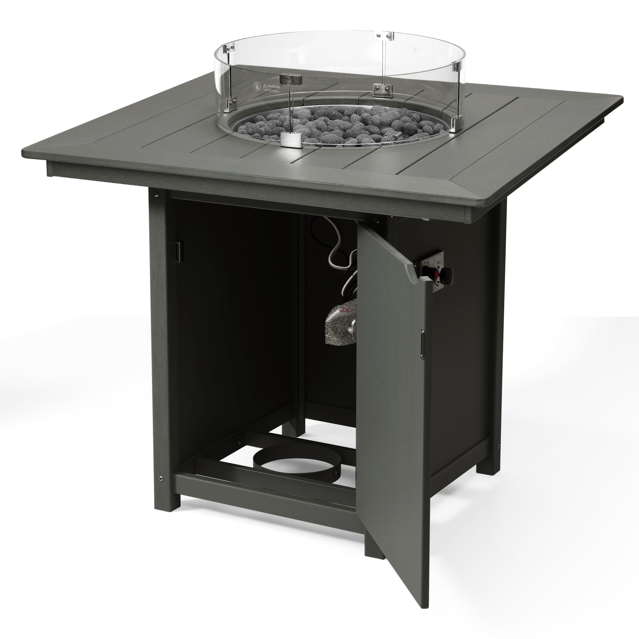 Sol 42" Modern Outdoor Patio Gas Propane Square Fire Pit Table