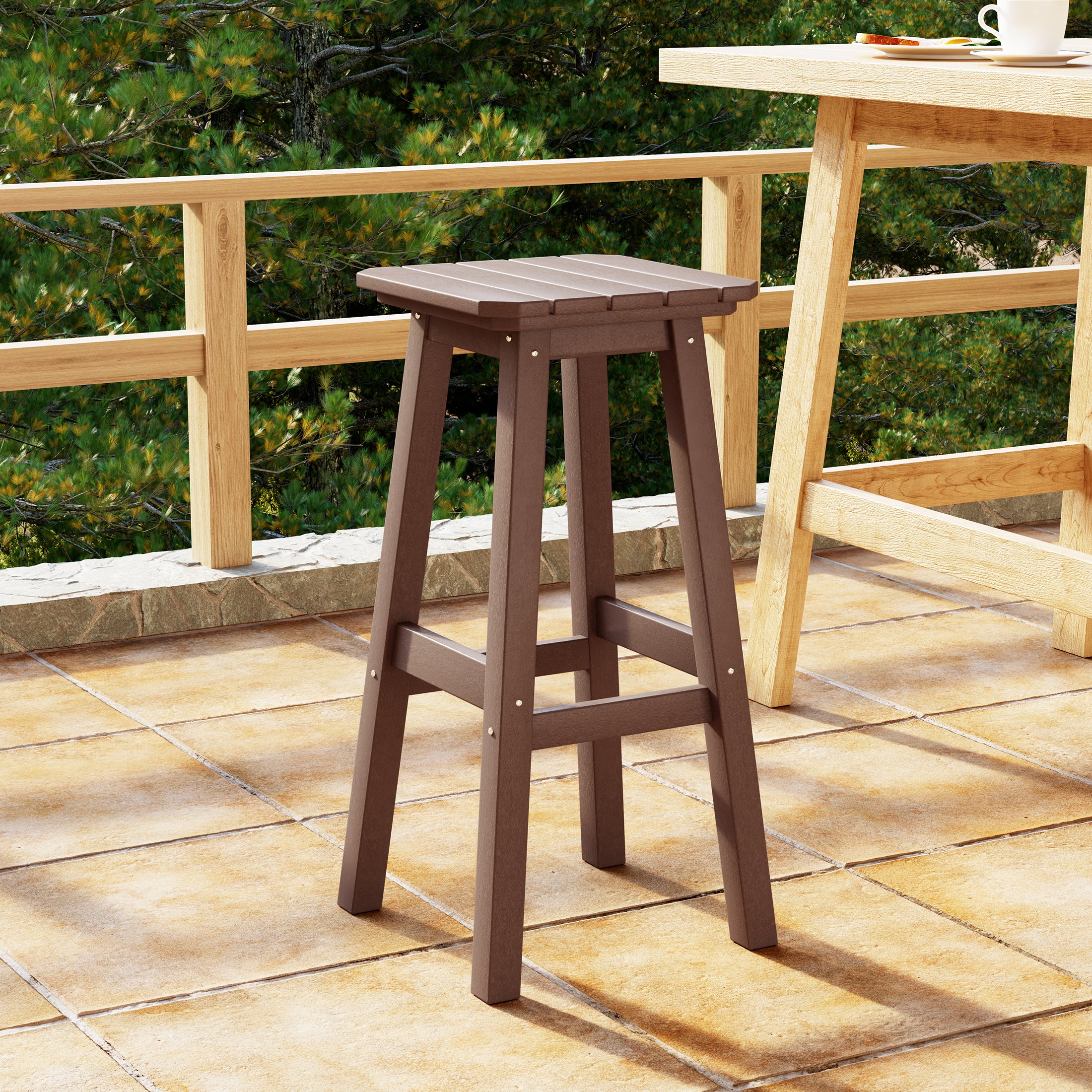 Paradise 29" HDPE Outdoor Patio Square Backless Bar Stool