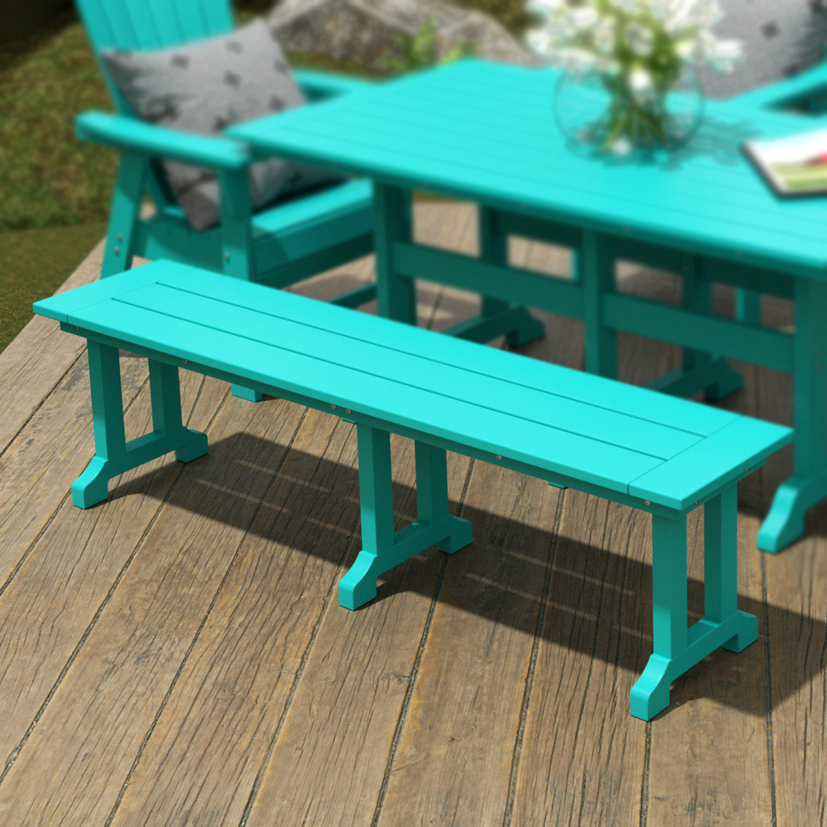 Paradise 65" Outdoor Patio Trestle Dining Bench