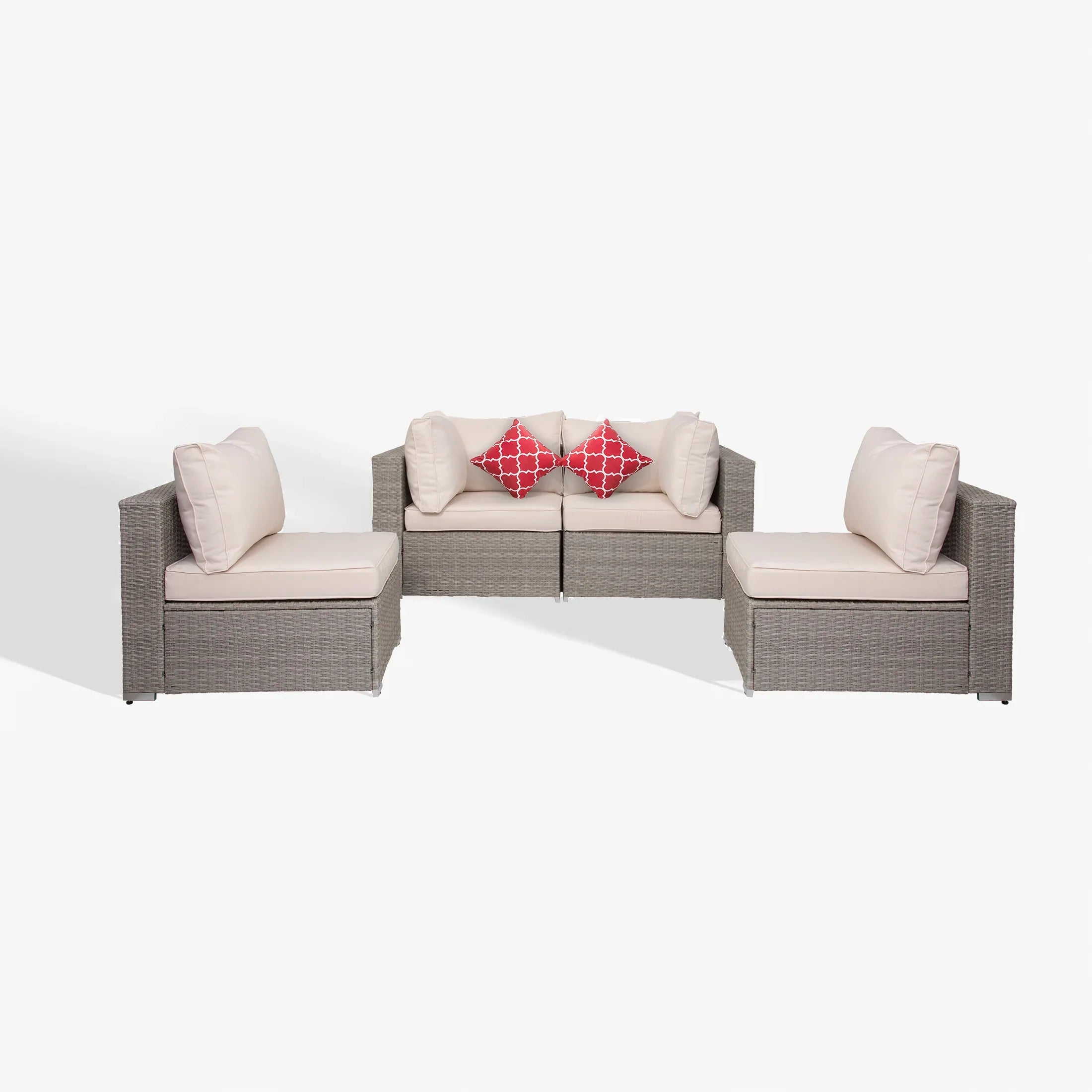 Adison 4-Piece set Expresso color Rattan Sofa seating group with cushions and pillows