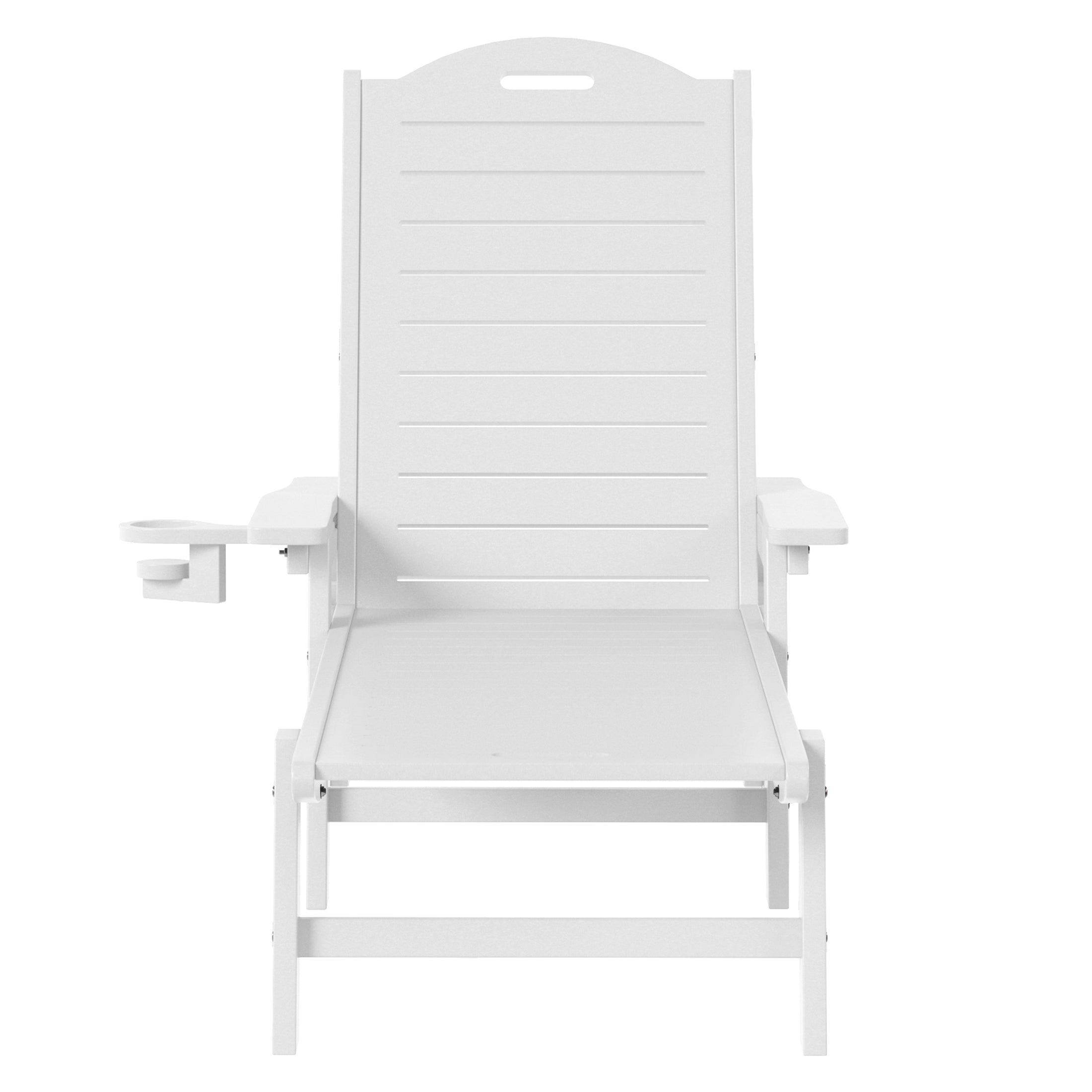 Lago Outdoor HDPE Patio Chaise Lounge With Wheels & Cup Holder