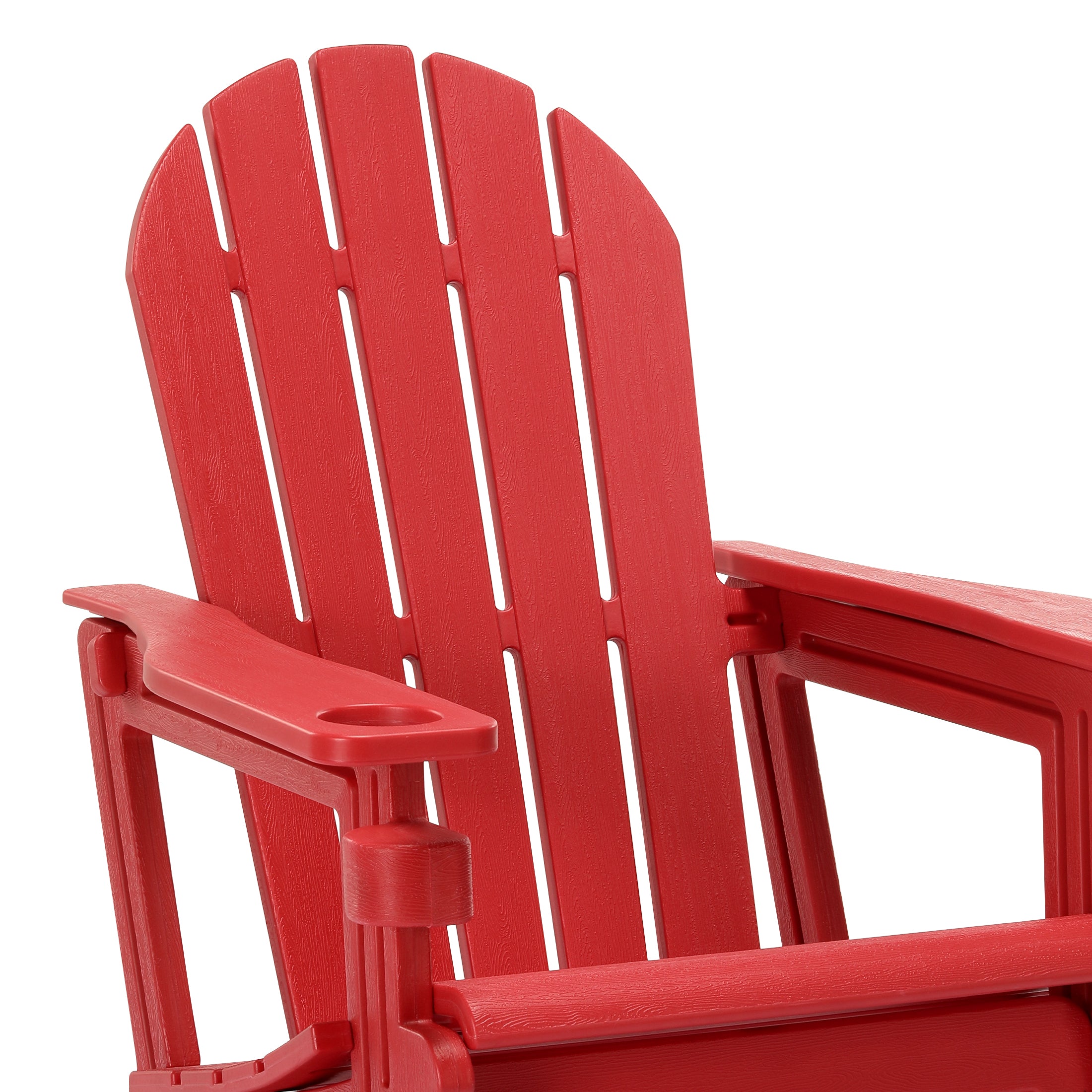 Cayman Tool-Free Assembly Outdoor Patio HDPE Plastic Adirondack Chair with Cup Holder