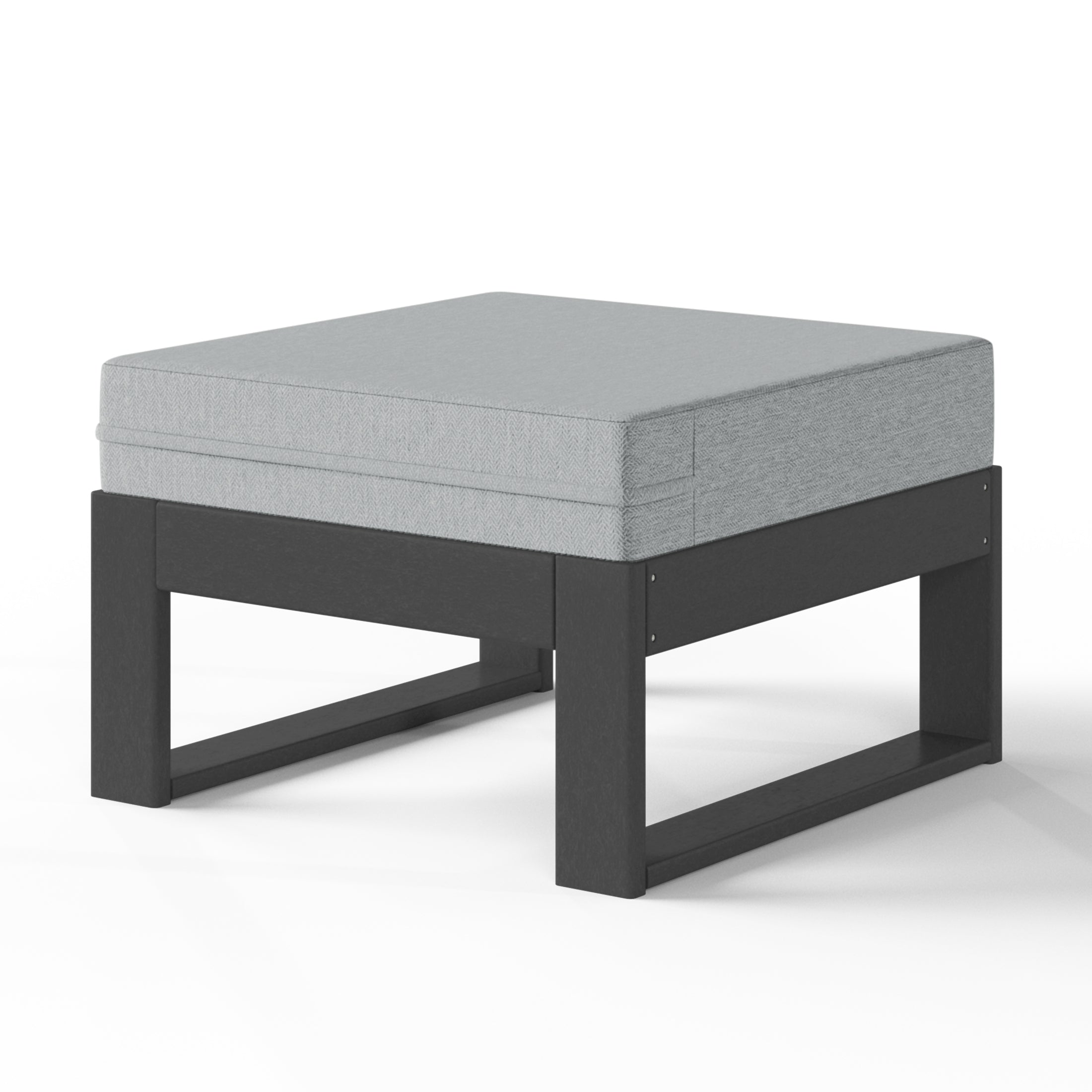 Rockaway Outdoor HDPE Patio Ottoman with Waterproof Olefin Cushions