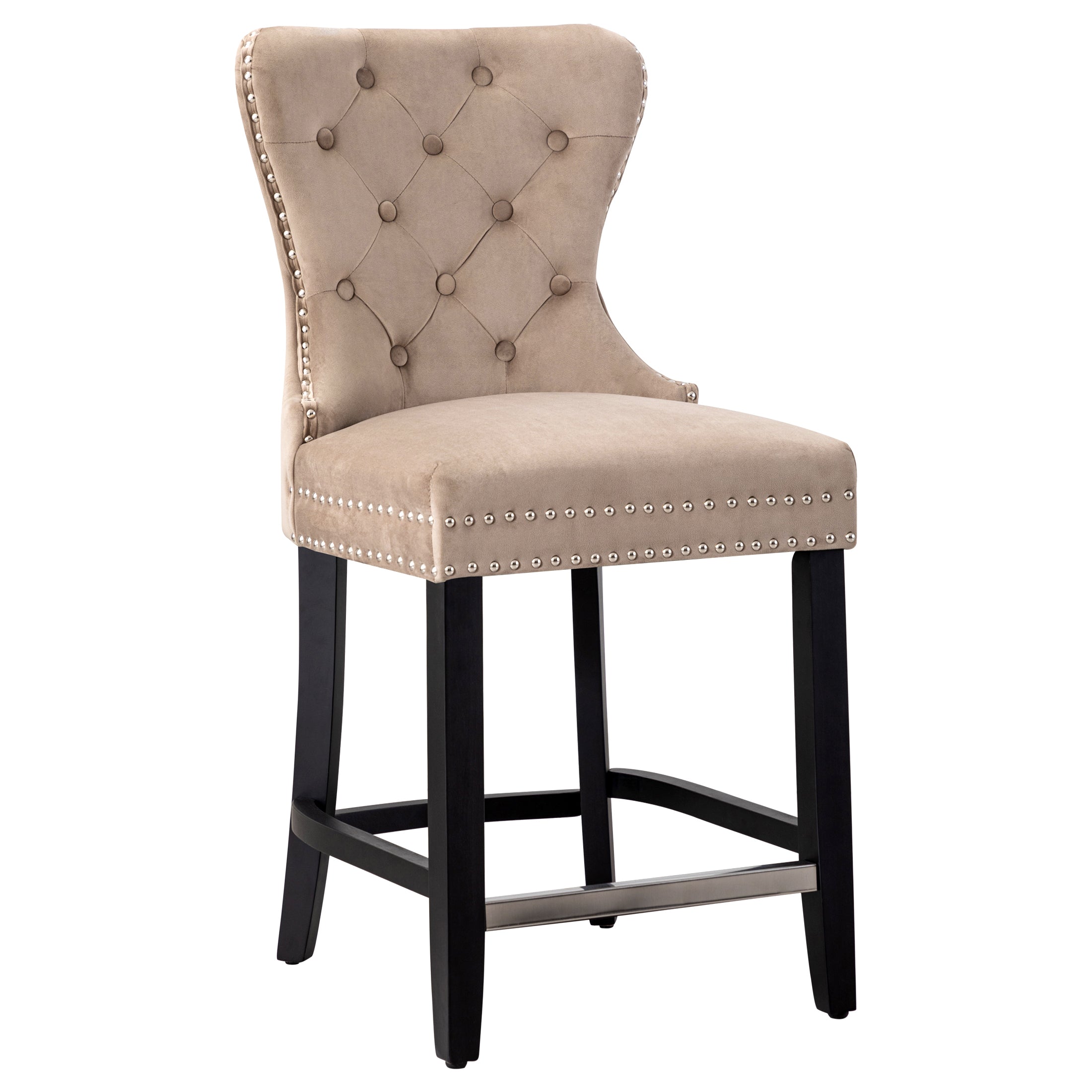 Hank 24" Tufted Velvet Counter Stool, Black