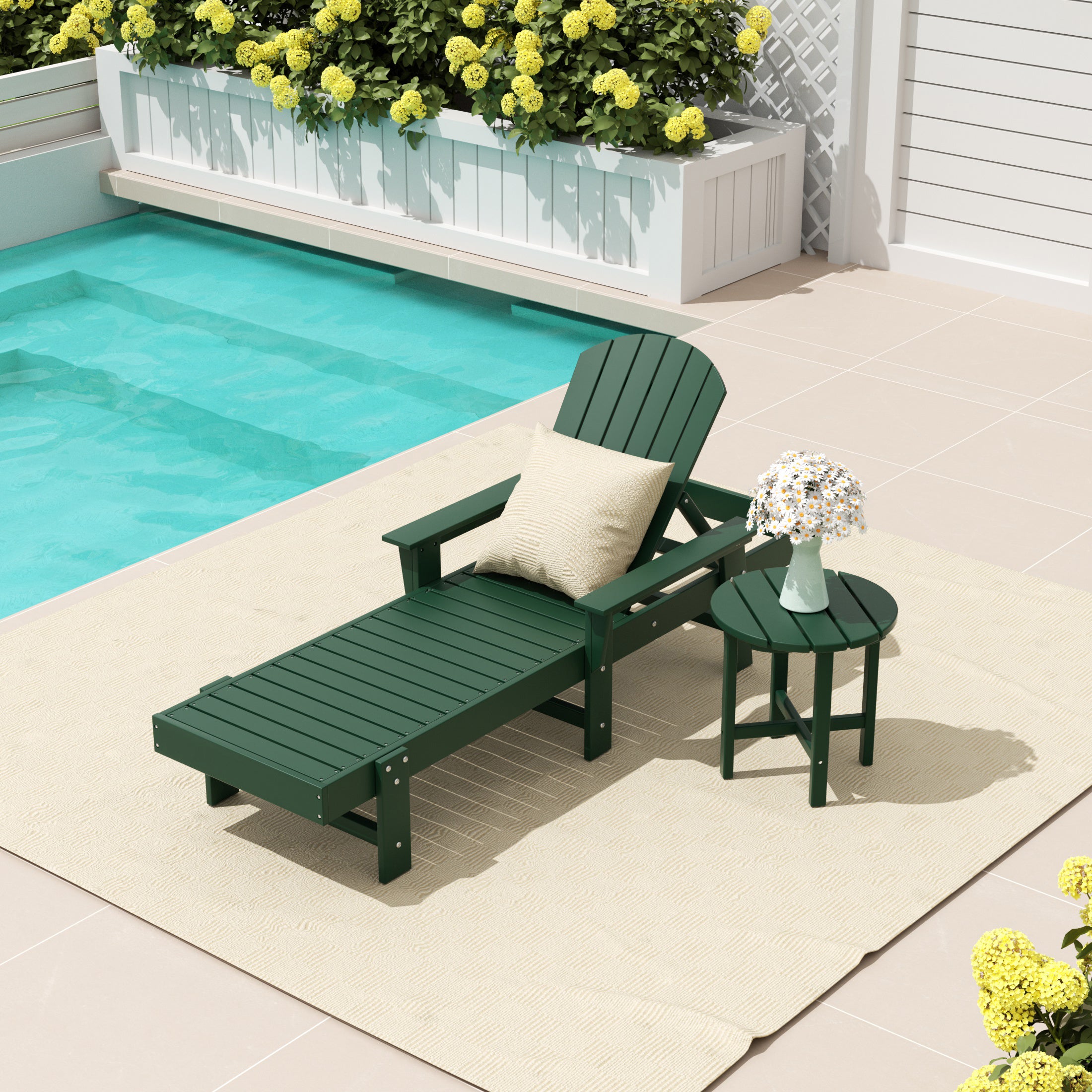 Portside 2 Piece Adirondack Reclining Chaise Lounge With Arms