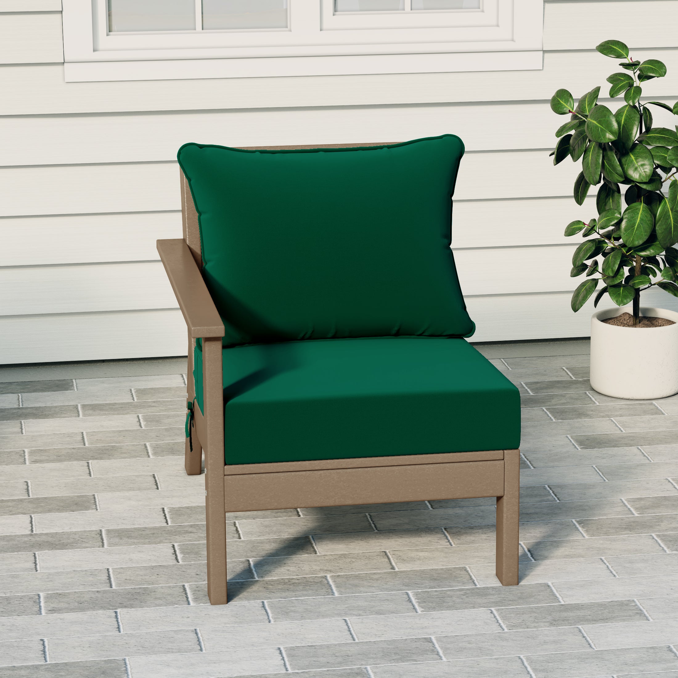 Portsmouth Outdoor Patio HDPE Left Arm Sectional Corner Club Chair with Patio Cushions