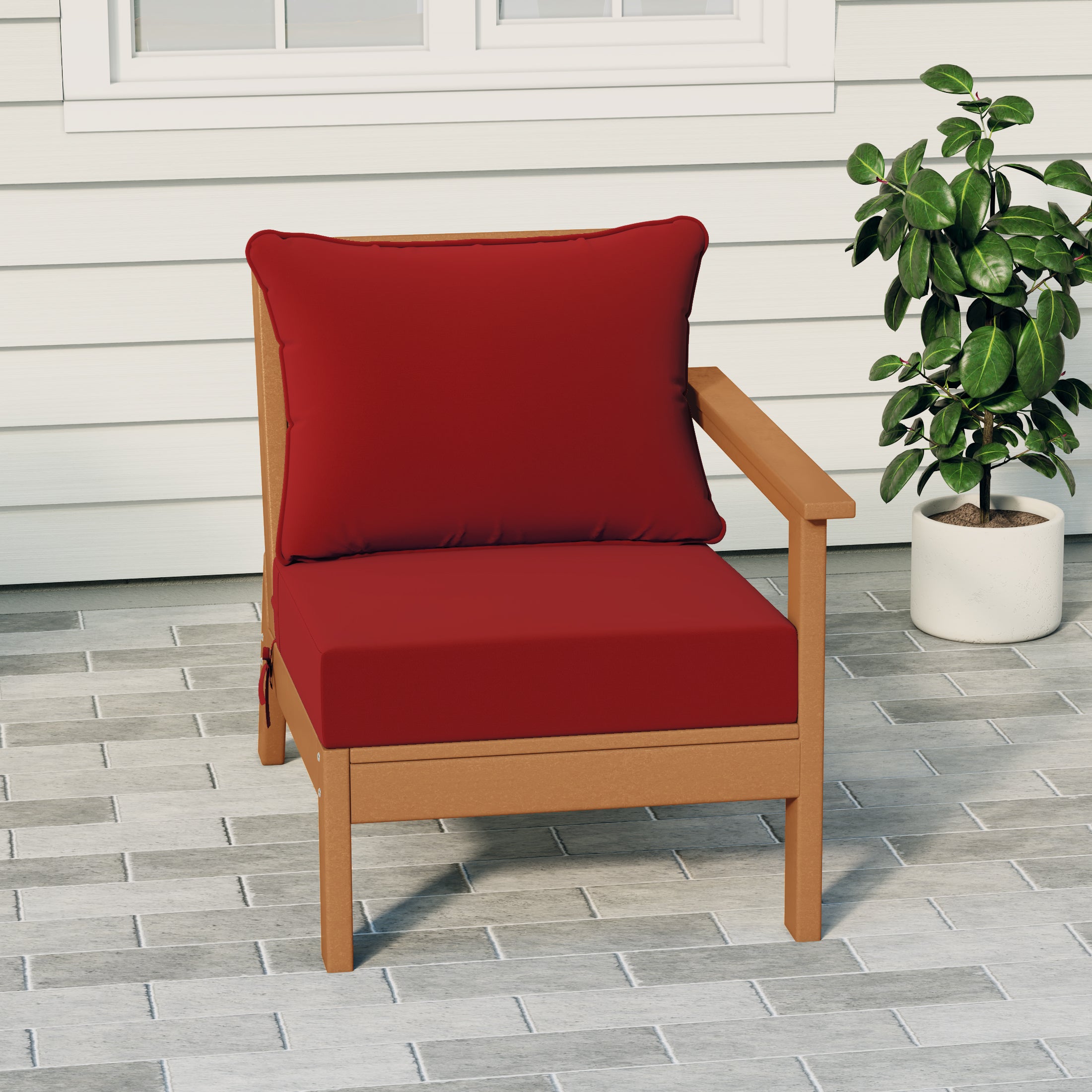 Portsmouth Outdoor Patio HDPE Right Arm Sectional Corner Club Chair with Patio Cushions