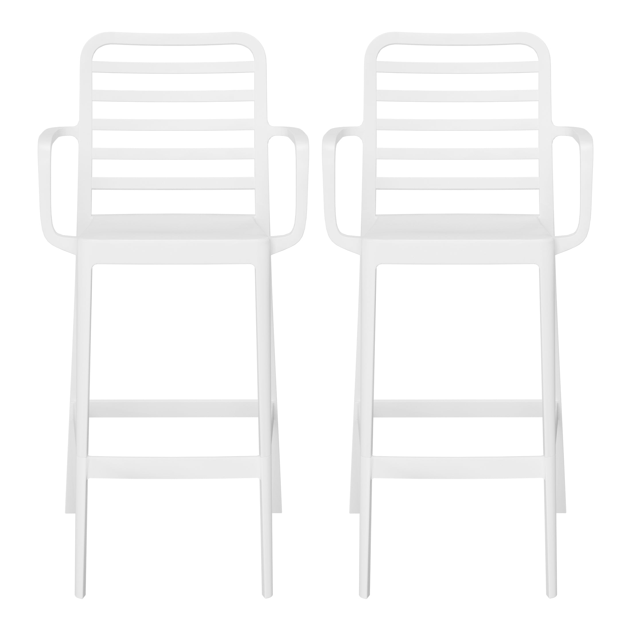Sunshine 29.5" Outdoor Polypropylene Plastic Patio Bar Height Stools (Set of 2)