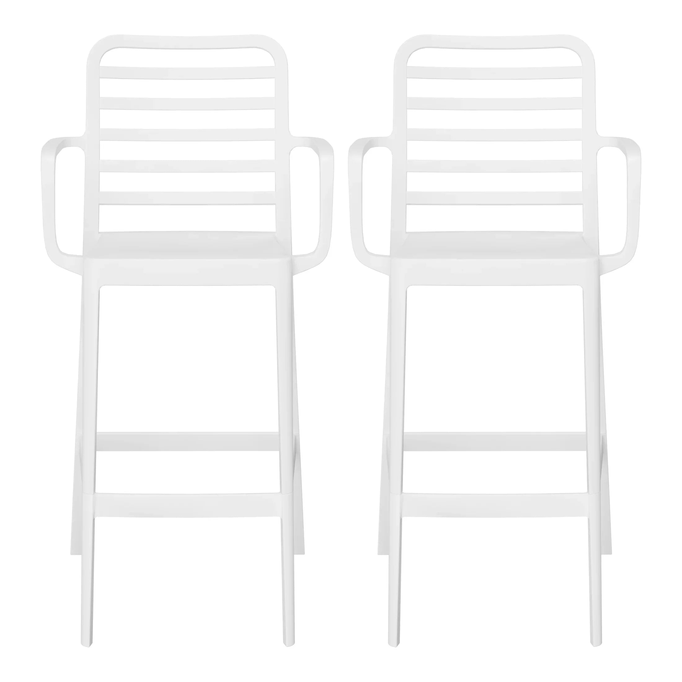 Sunshine 29.5" Outdoor Polypropylene Plastic Patio Bar Height Stools (Set of 2)