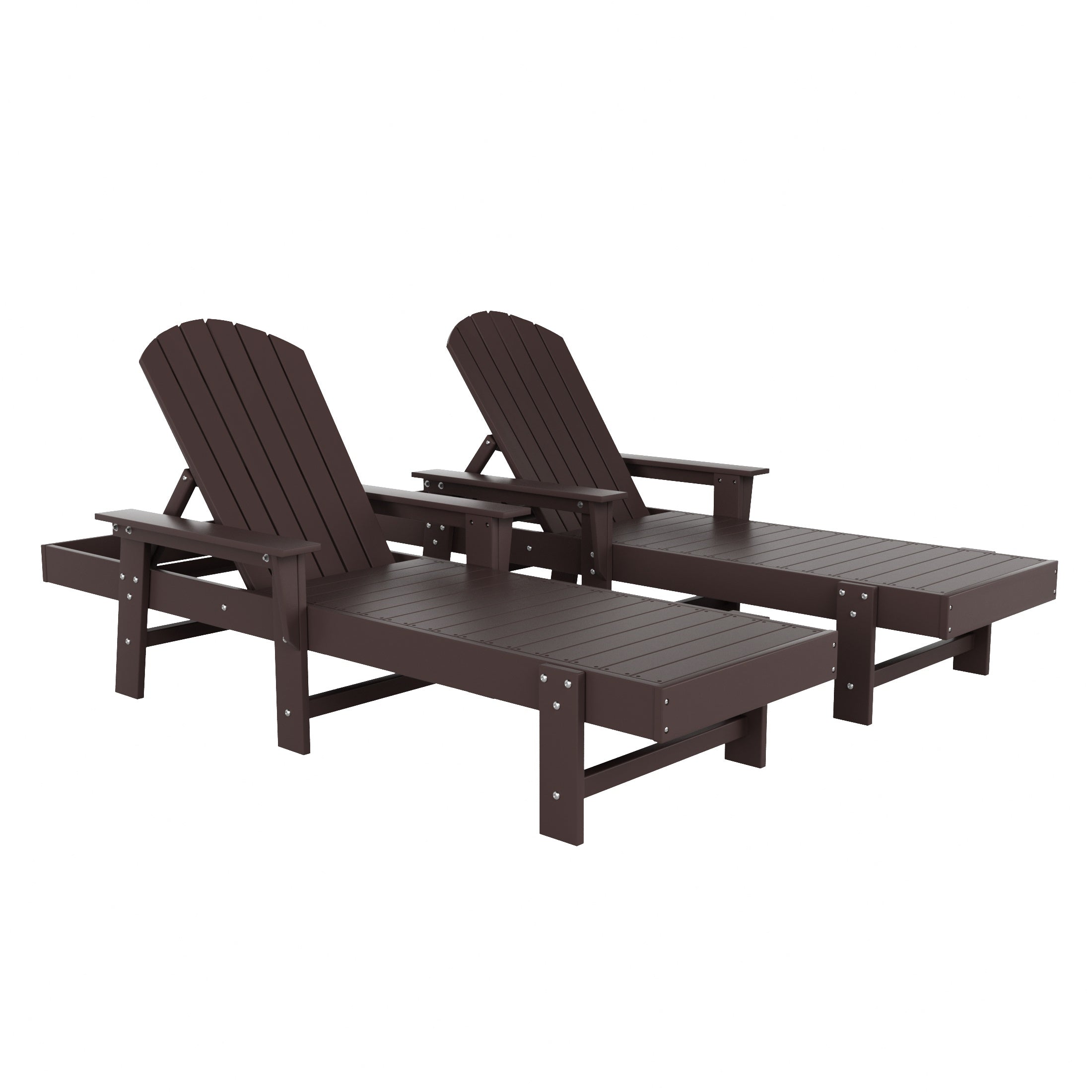 Portside 2 Piece Adirondack Poly Reclining Chaise Lounge With Arms