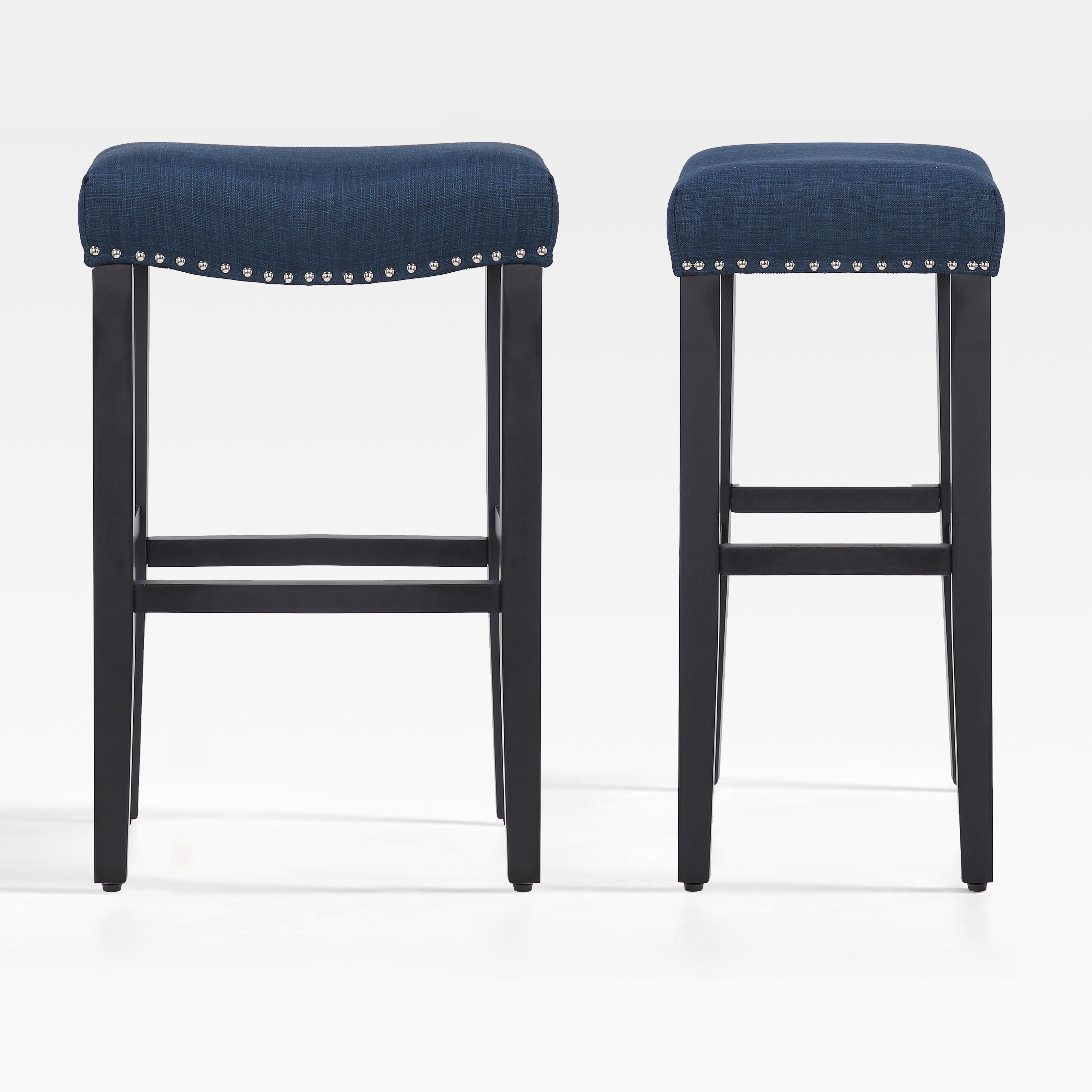 Bulmon 29" upholstered nail head bar counter stools with Black color legs (2 piece set)
