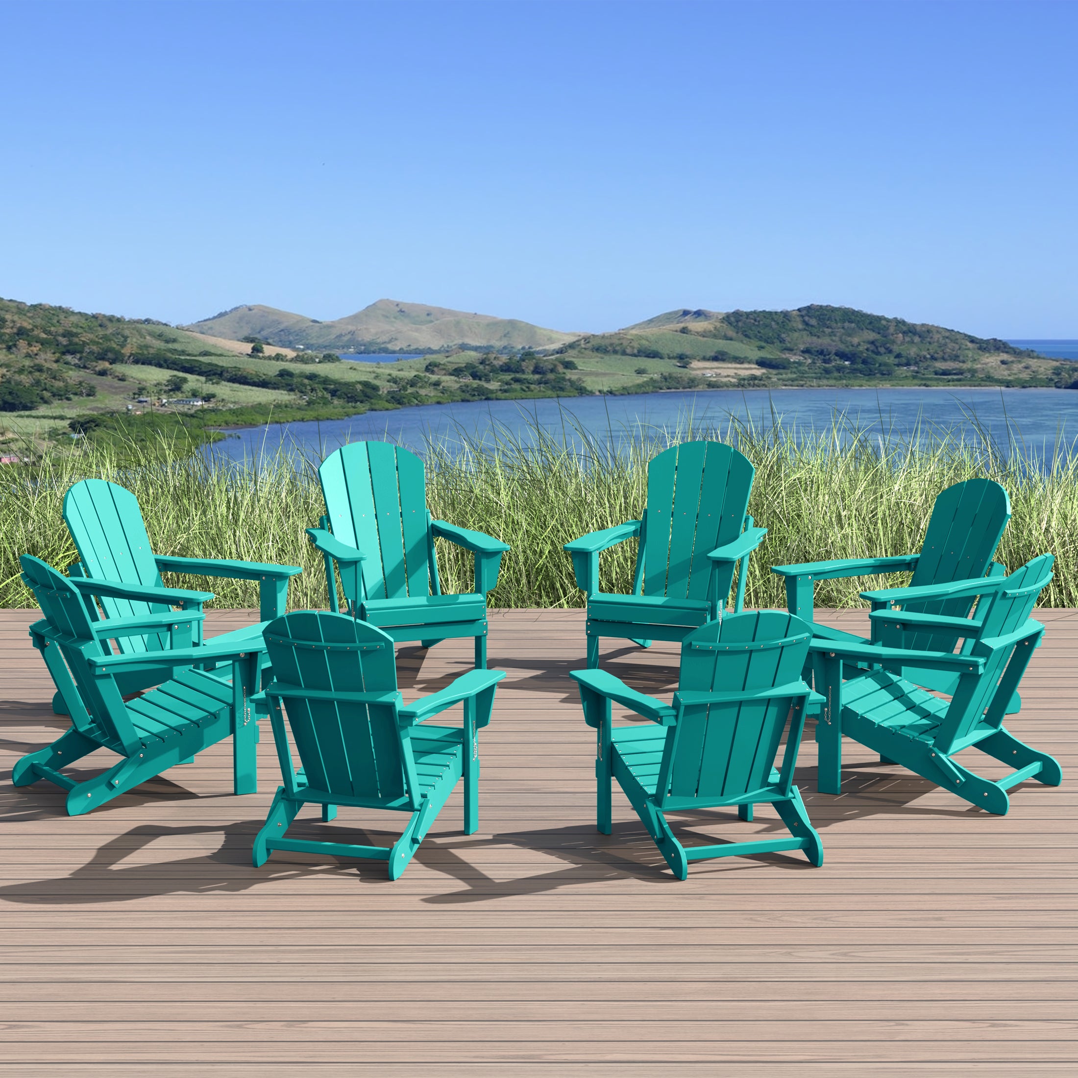 Paradise Outdoor Folding Poly Adirondack Chair (Set of 8)
