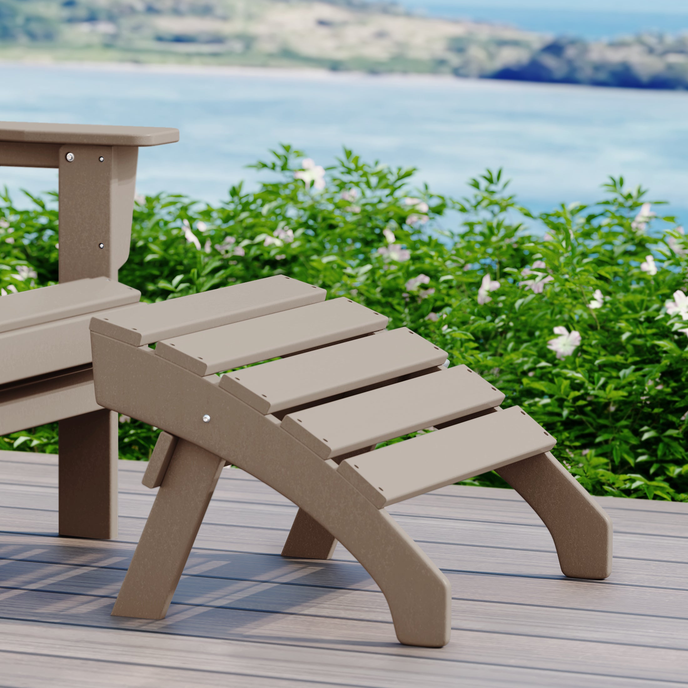 Portside Outdoor Patio HDPE Adirondack Ottoman Footrest