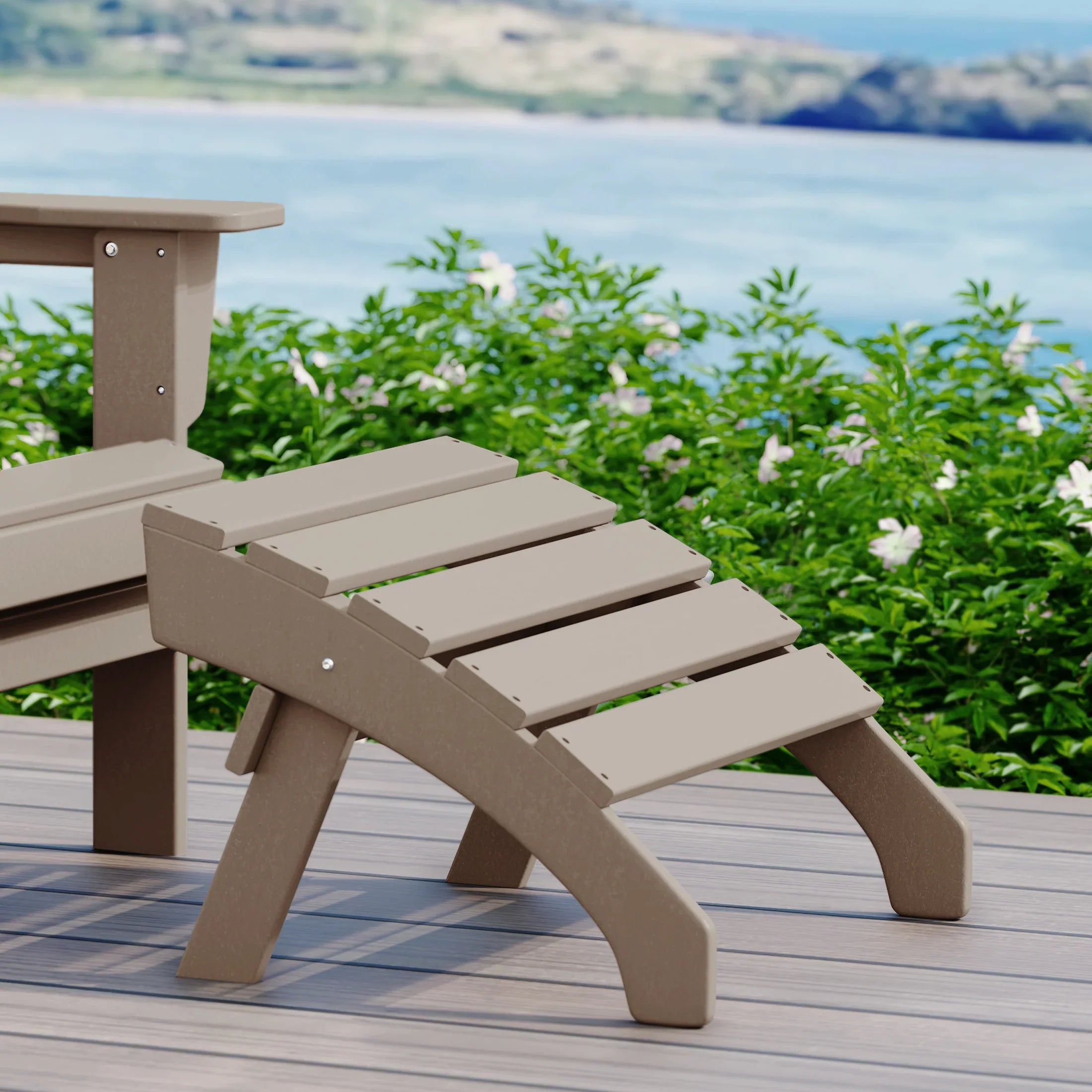 Portside Outdoor Patio HDPE Adirondack Ottoman Footrest