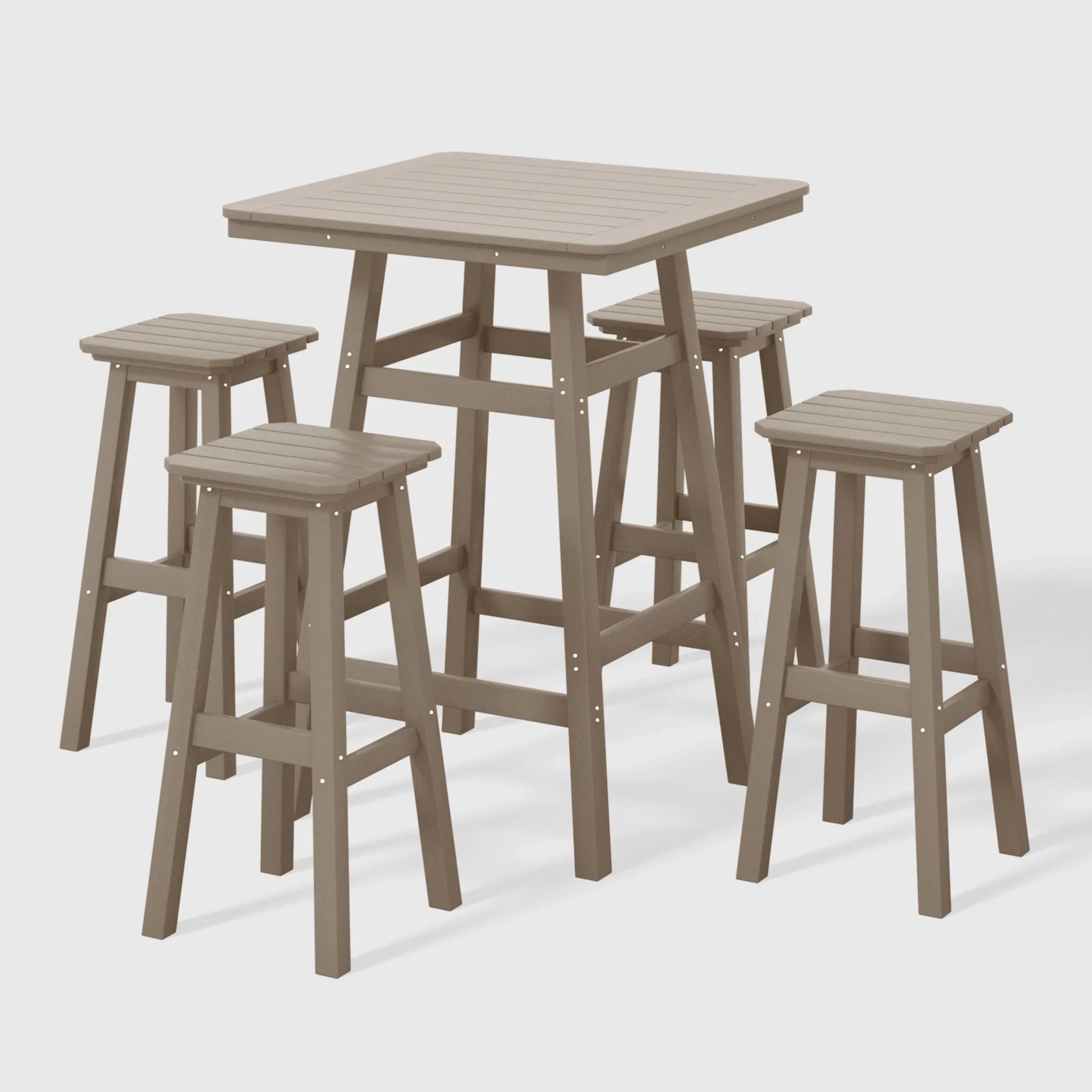 Paradise 5-Piece HDPE Outdoor Patio Dining Bar Bistro Table Set with Bar Stools