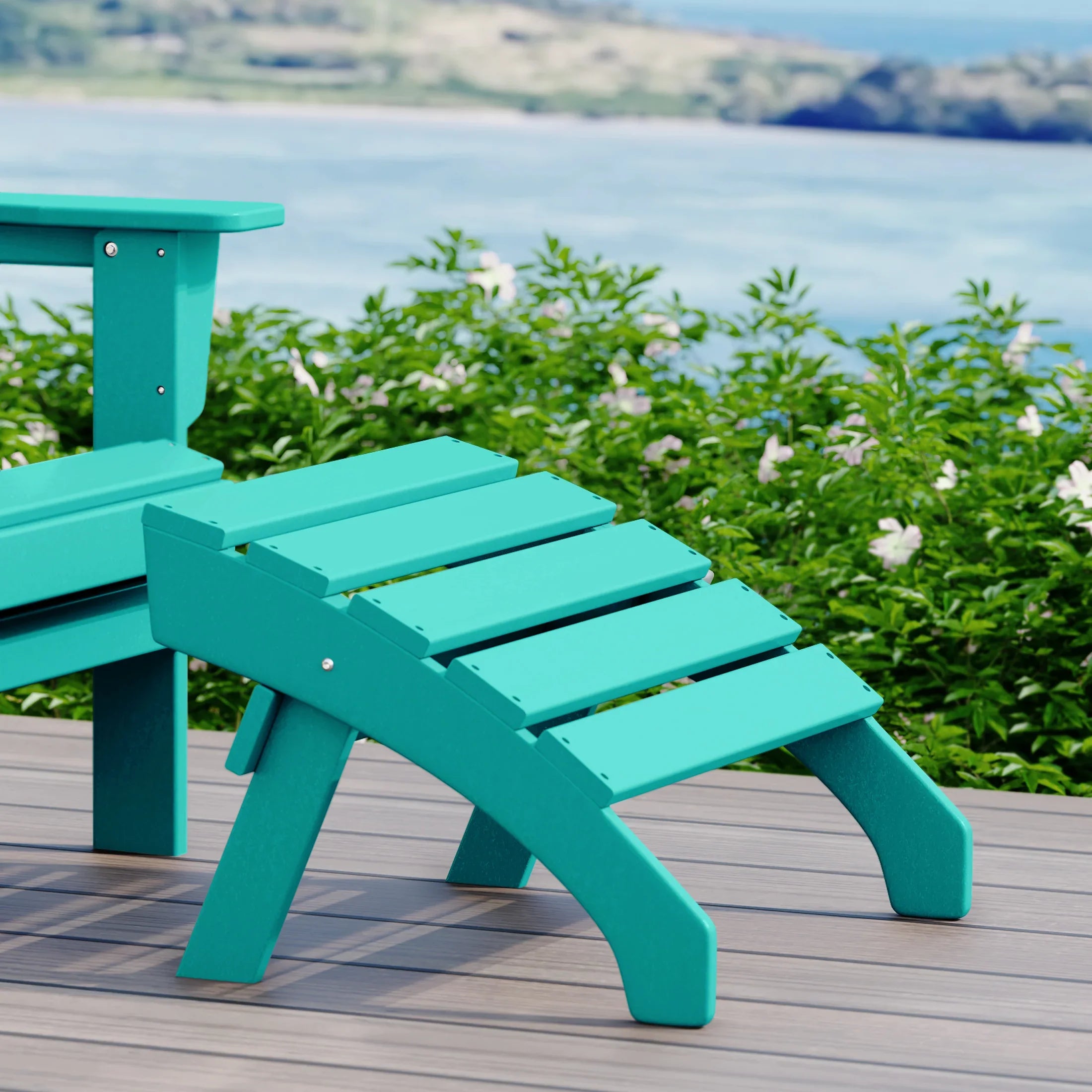 Portside Outdoor Patio HDPE Adirondack Ottoman Footrest