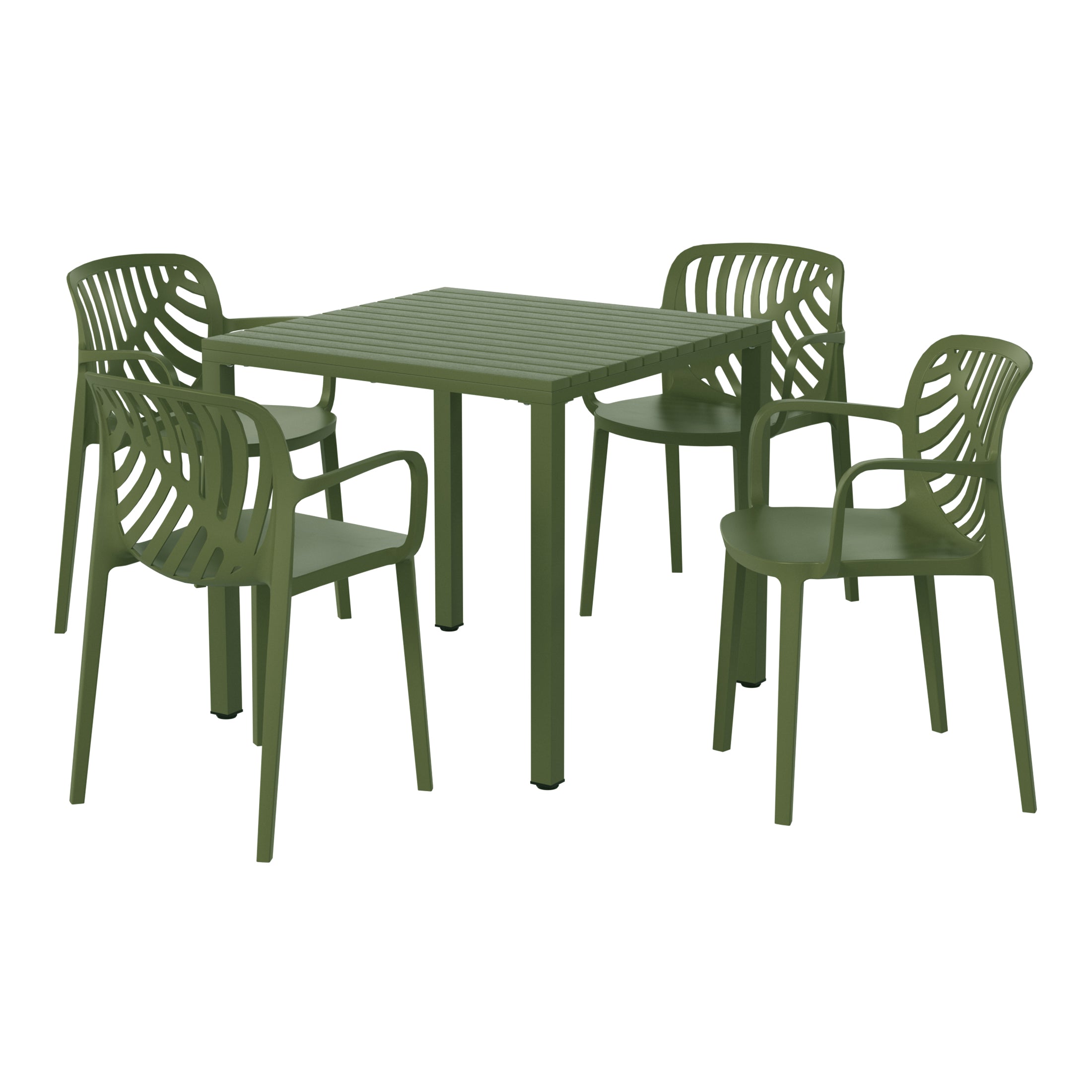 Sunshine 5-Piece Outdoor Square Dining Table Patio Set with Stackable Patio Dining Chairs