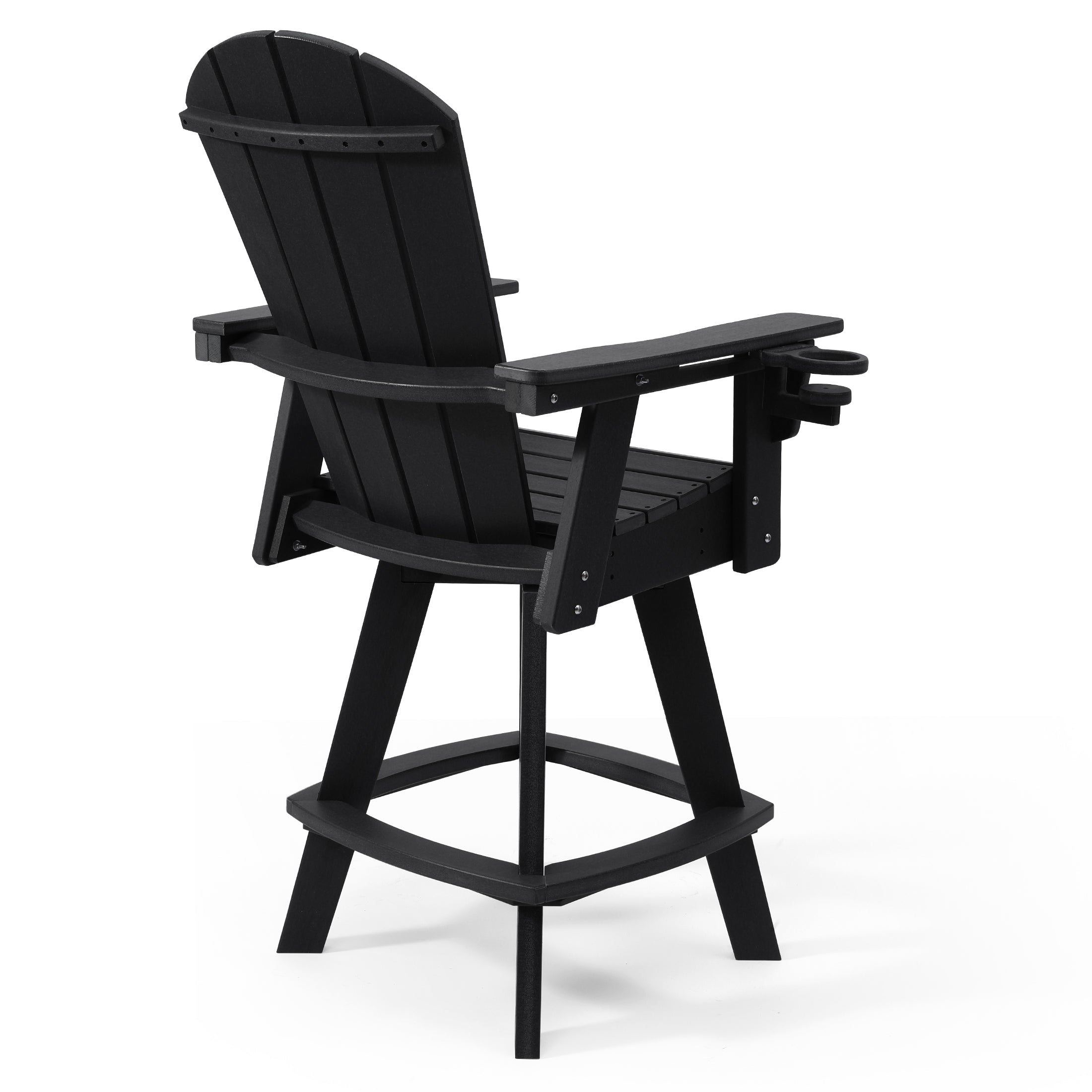 Paradise Outdoor HDPE Swivel Adirondack Bar Height Chair With Cup Holder