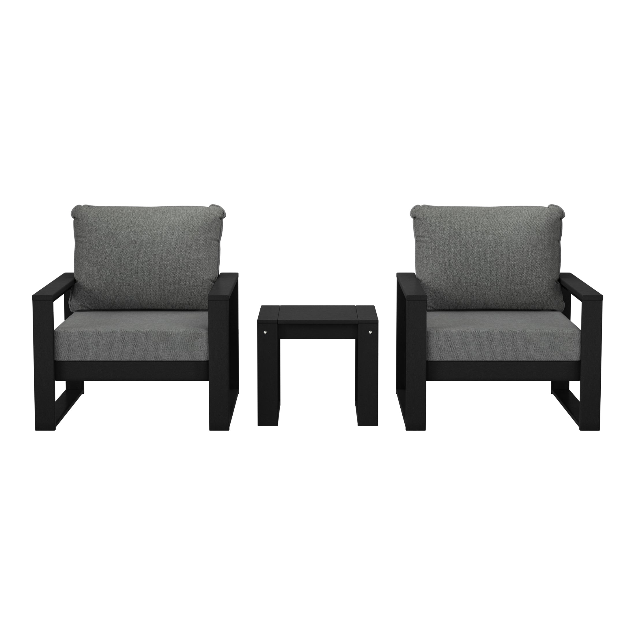 Rockaway Outdoor Modern 3-Piece HDPE Patio Sofa Set with Side Table