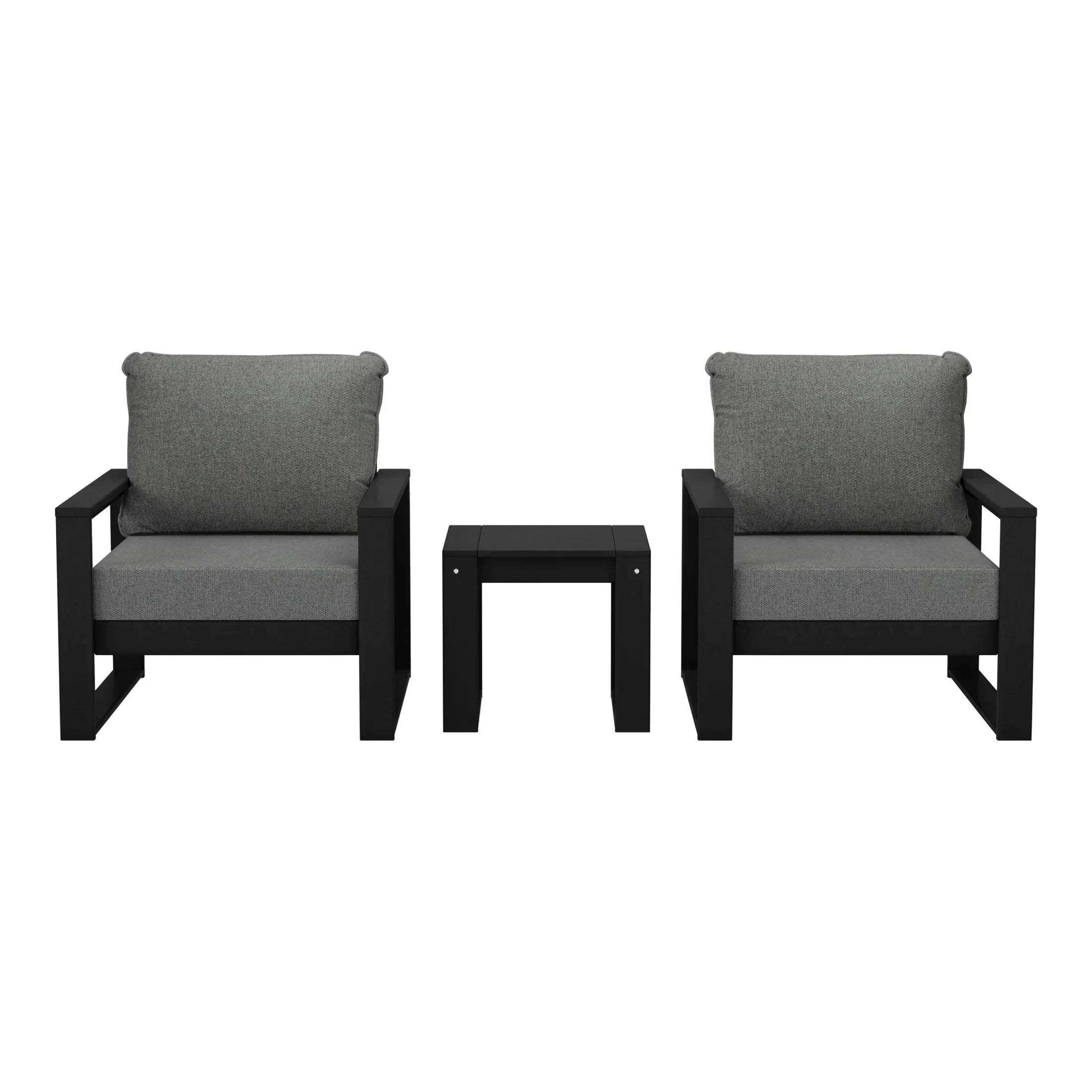 Rockaway Outdoor Modern 3-Piece HDPE Patio Sofa Set with Side Table