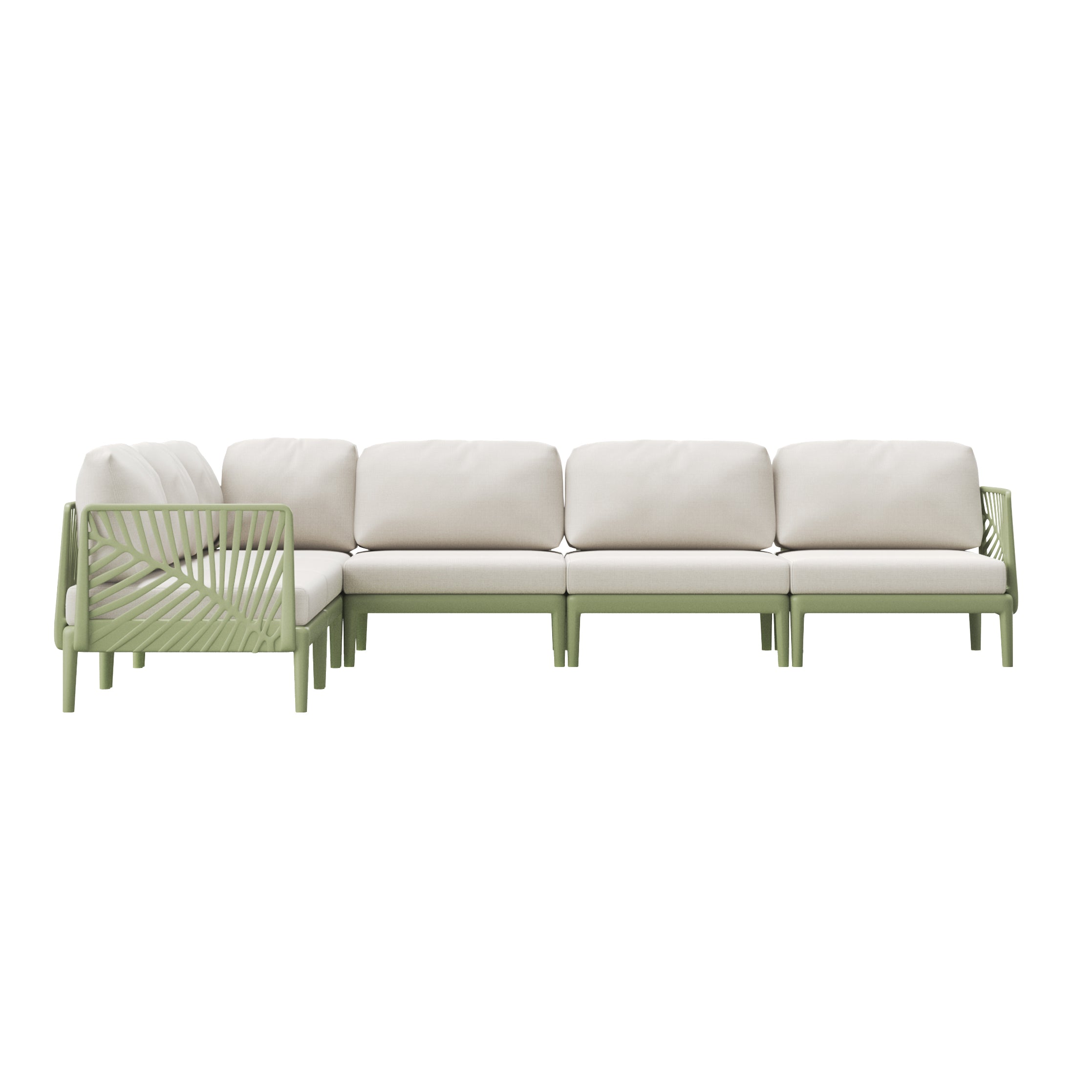Sunshine Modern 6-Piece Polypropylene Resin Modular L Shaped Corner Patio Furniture Sectional