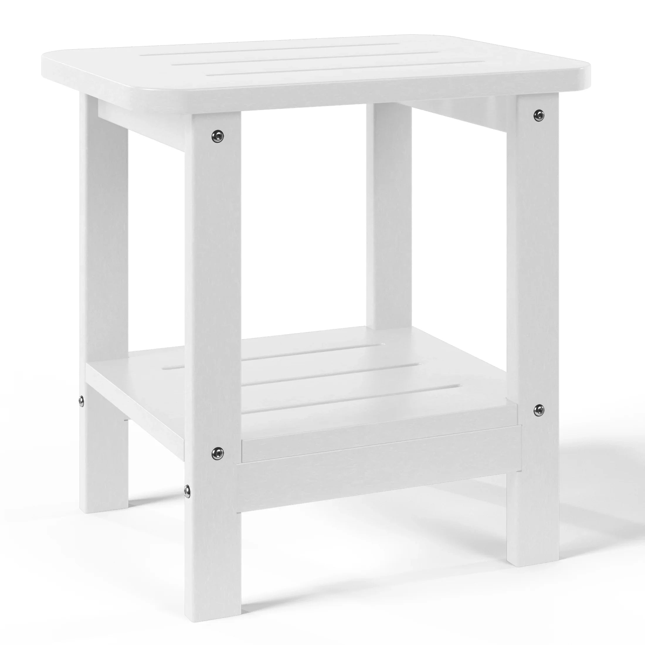 Lago 2-Tier Outdoor HDPE Modern Adirondack Square Patio Side Table