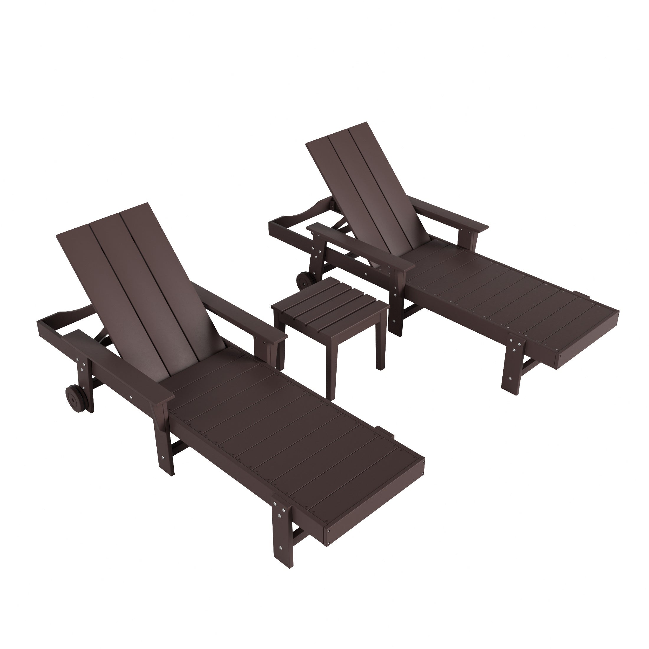 Palms Modern Poly Reclining Chaise Lounge Set with Side Table