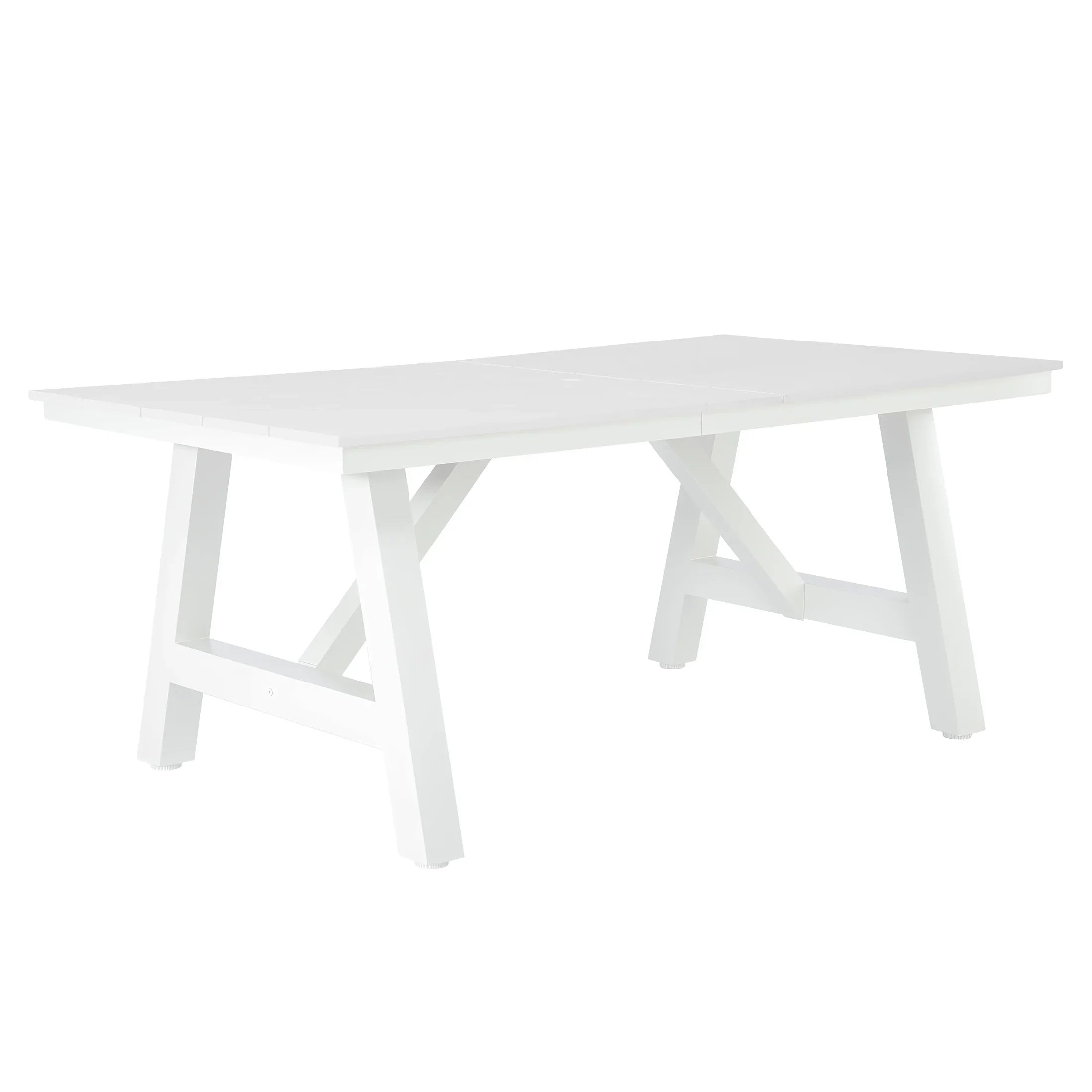 Stinson 72" HDPE Rectangle Outdoor Patio Dining Table With Umbrella Hole and Metal Frame