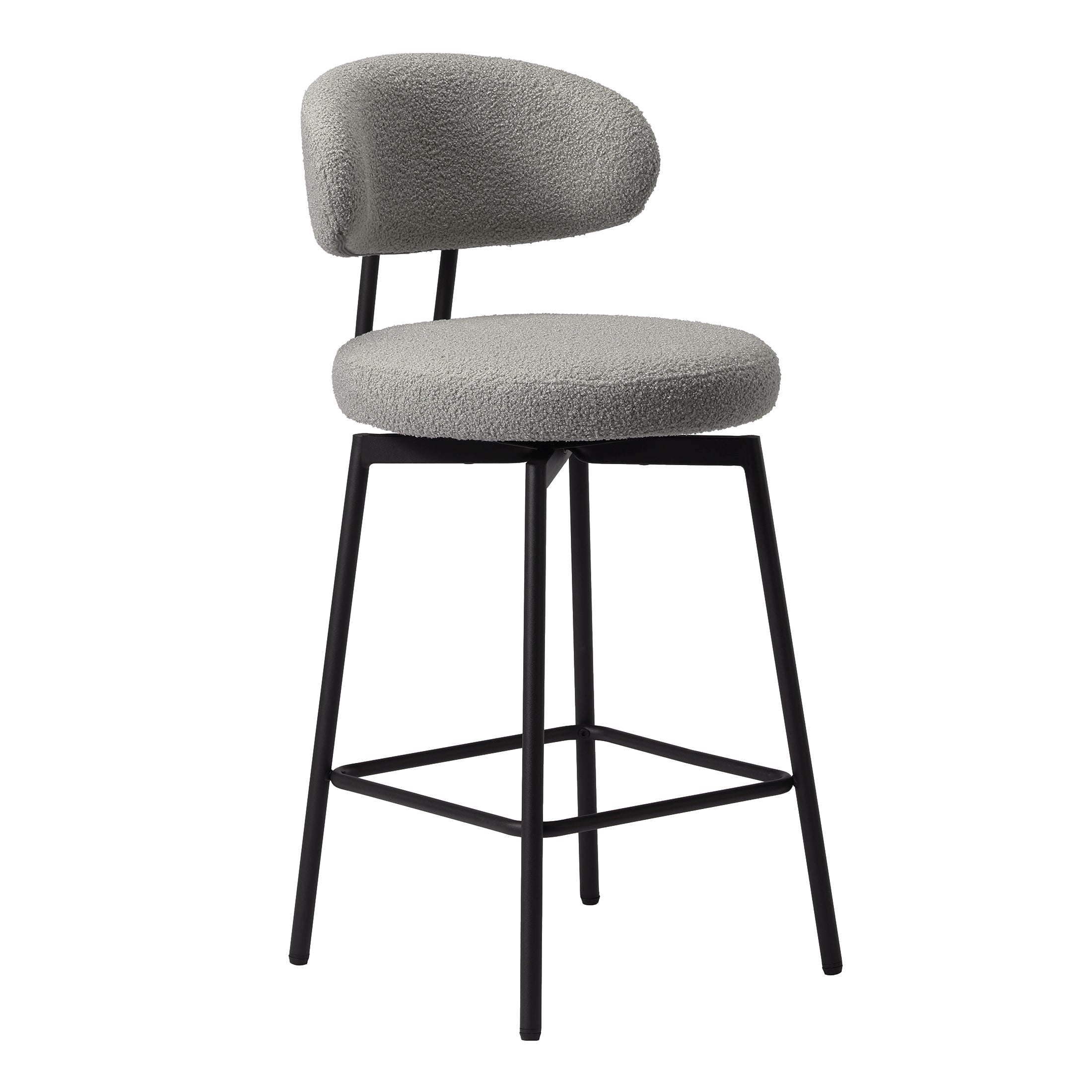 Celine Modern Upholstered Sherpa Fabric Counter Height Bar Stools with Back (Set of 2)