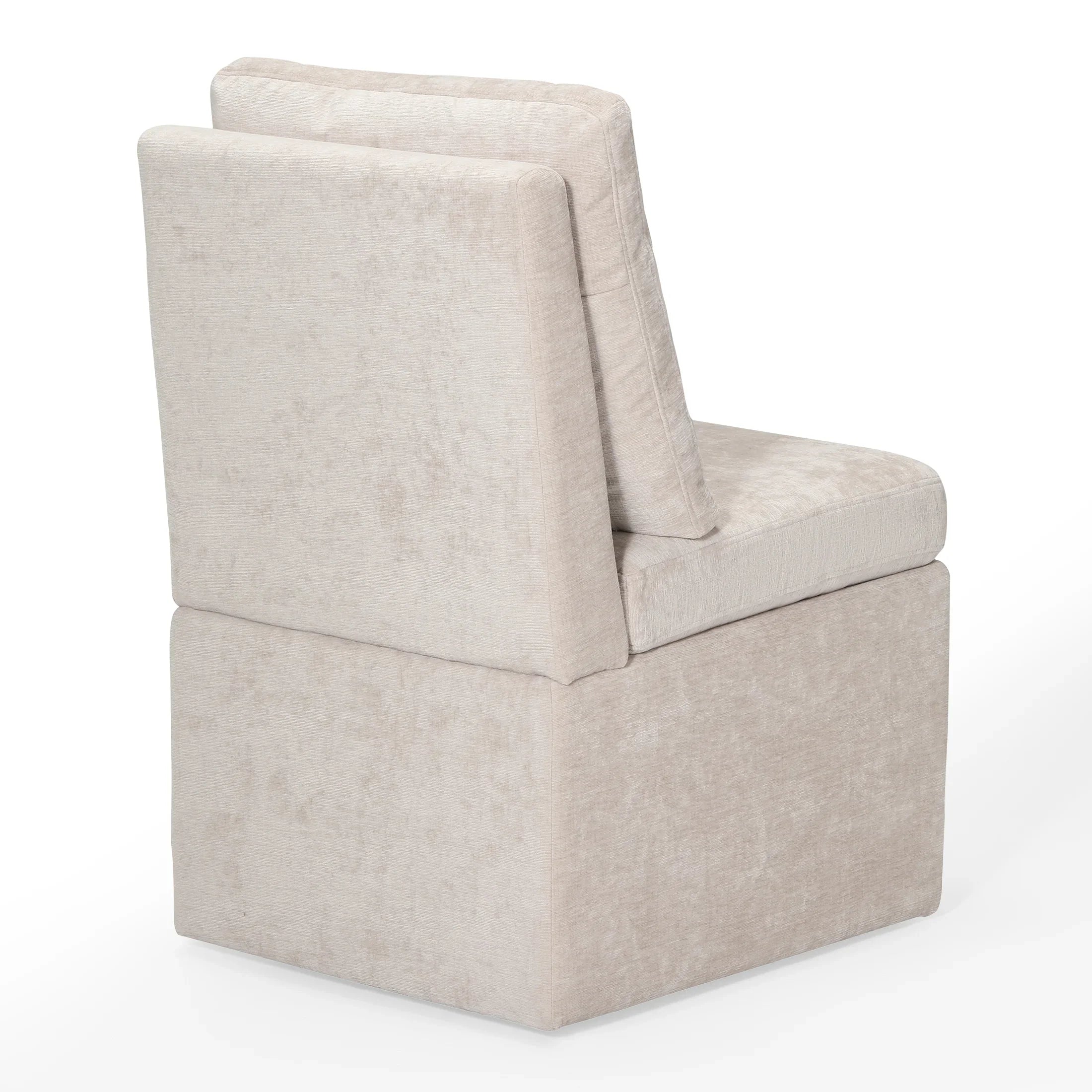 Danburry Modern Upholstered Chenille Armless Dining Chairs With Casters (Set of 4)