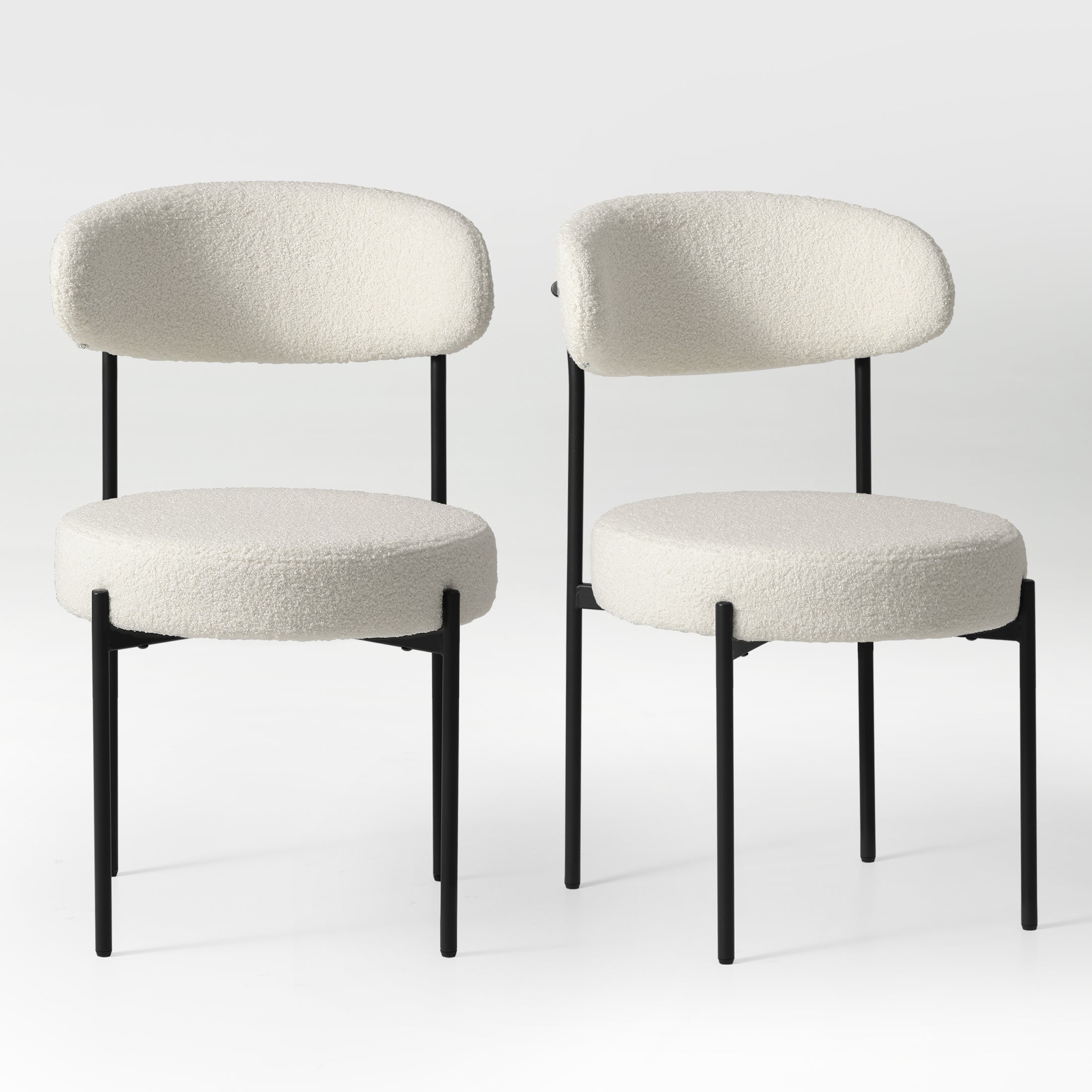Celine Mid-Century Modern Upholstered Sherpa Round Dining Chairs (Set of 2)