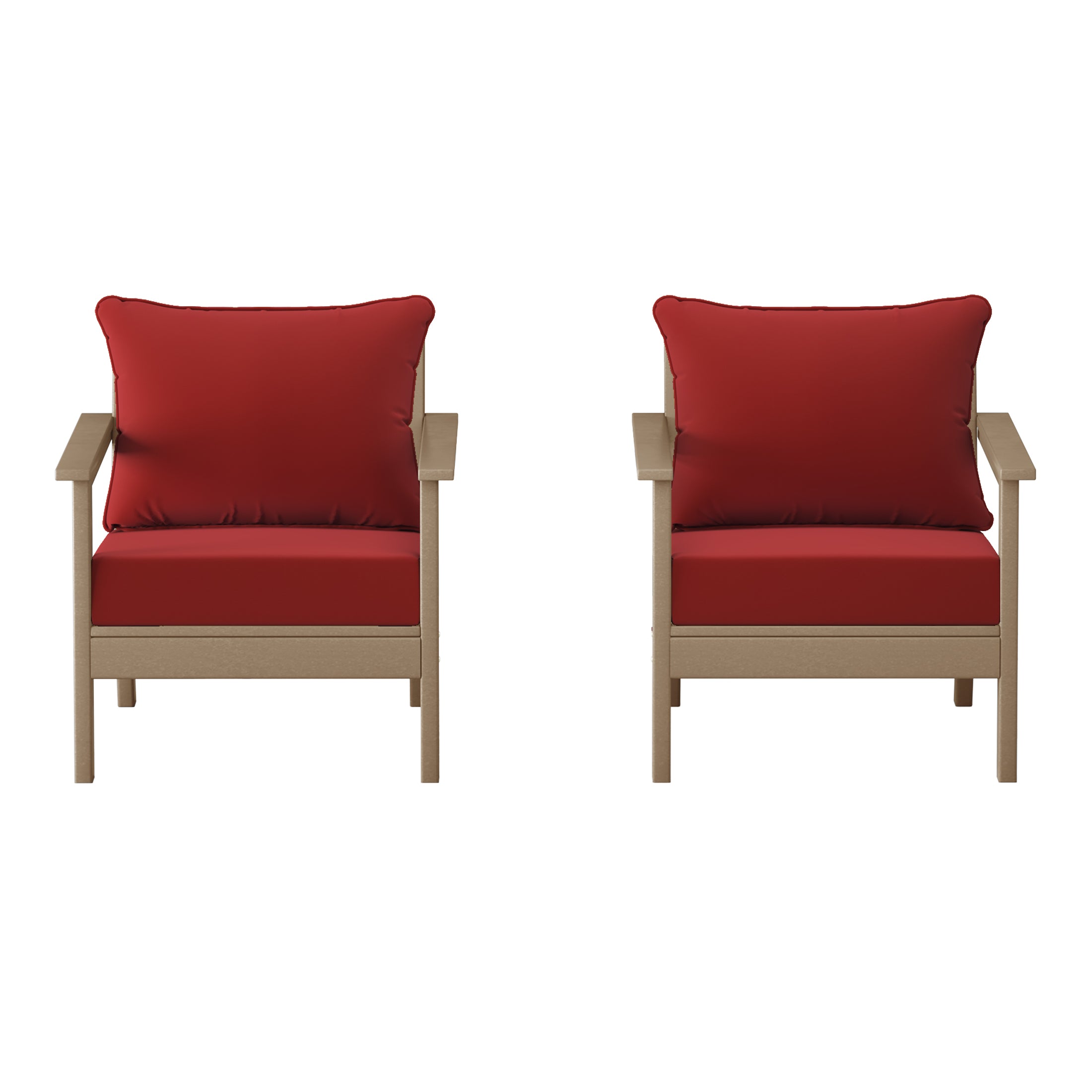 Portsmouth Outdoor Modern HDPE Patio Club Chairs with Deep Seat Cushions (Set of 2)