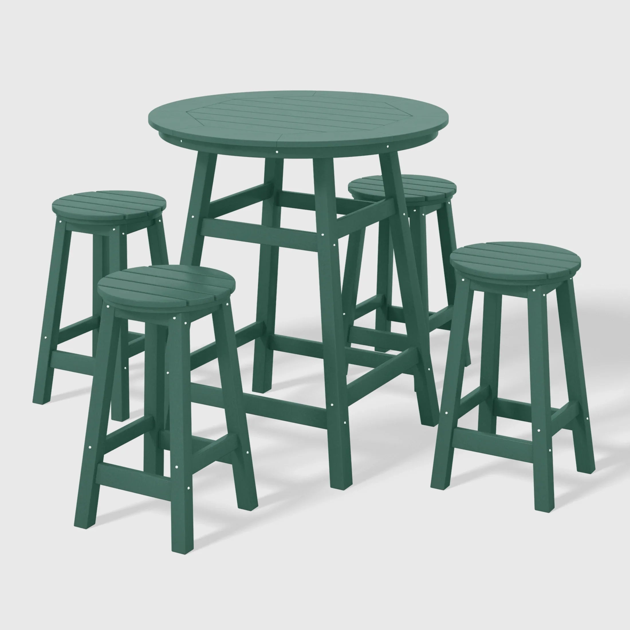Paradise 5-Piece HDPE Outdoor Patio Dining Bar Bistro Table Set with Counter High Round Bar Stools