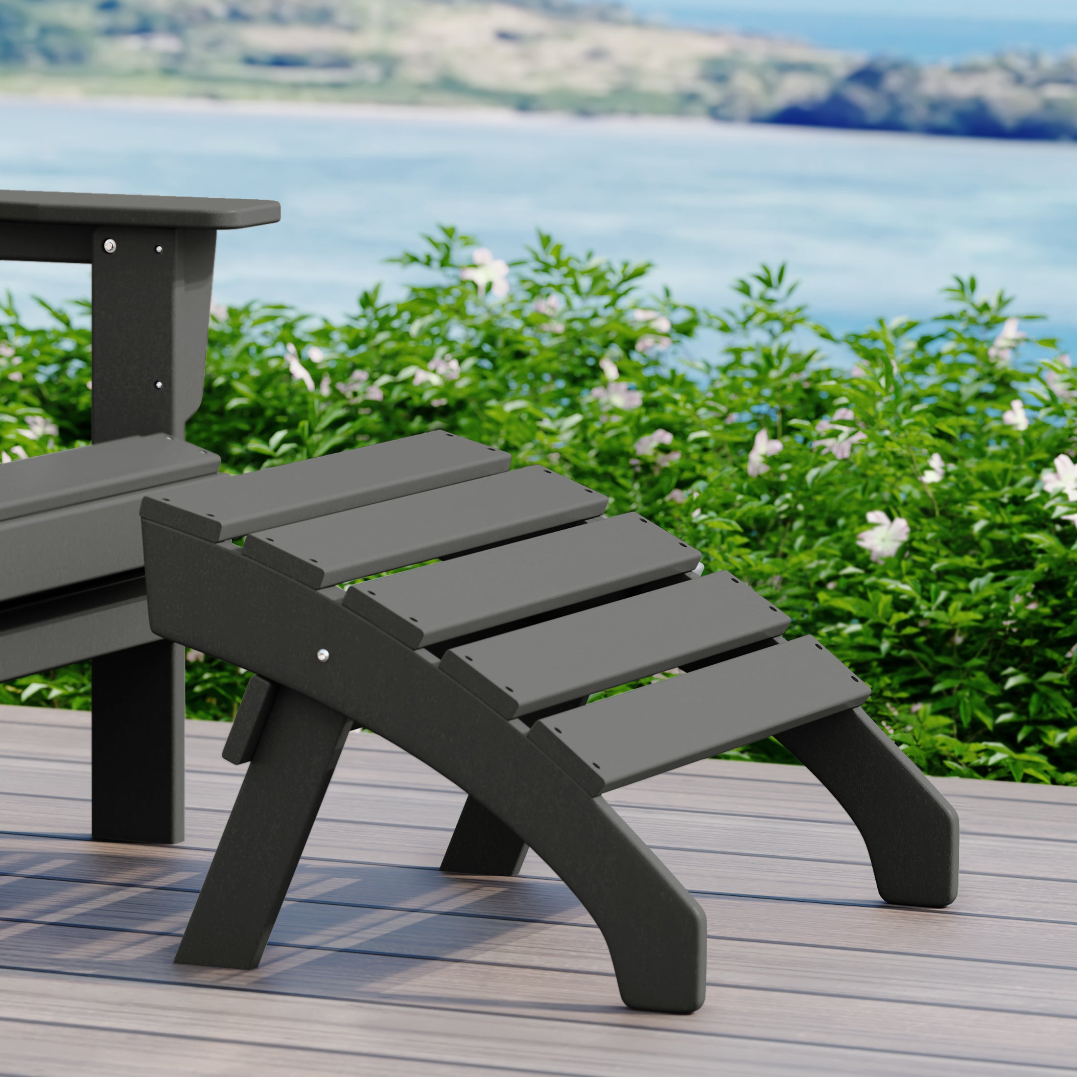 Portside Outdoor Patio HDPE Adirondack Ottoman Footrest