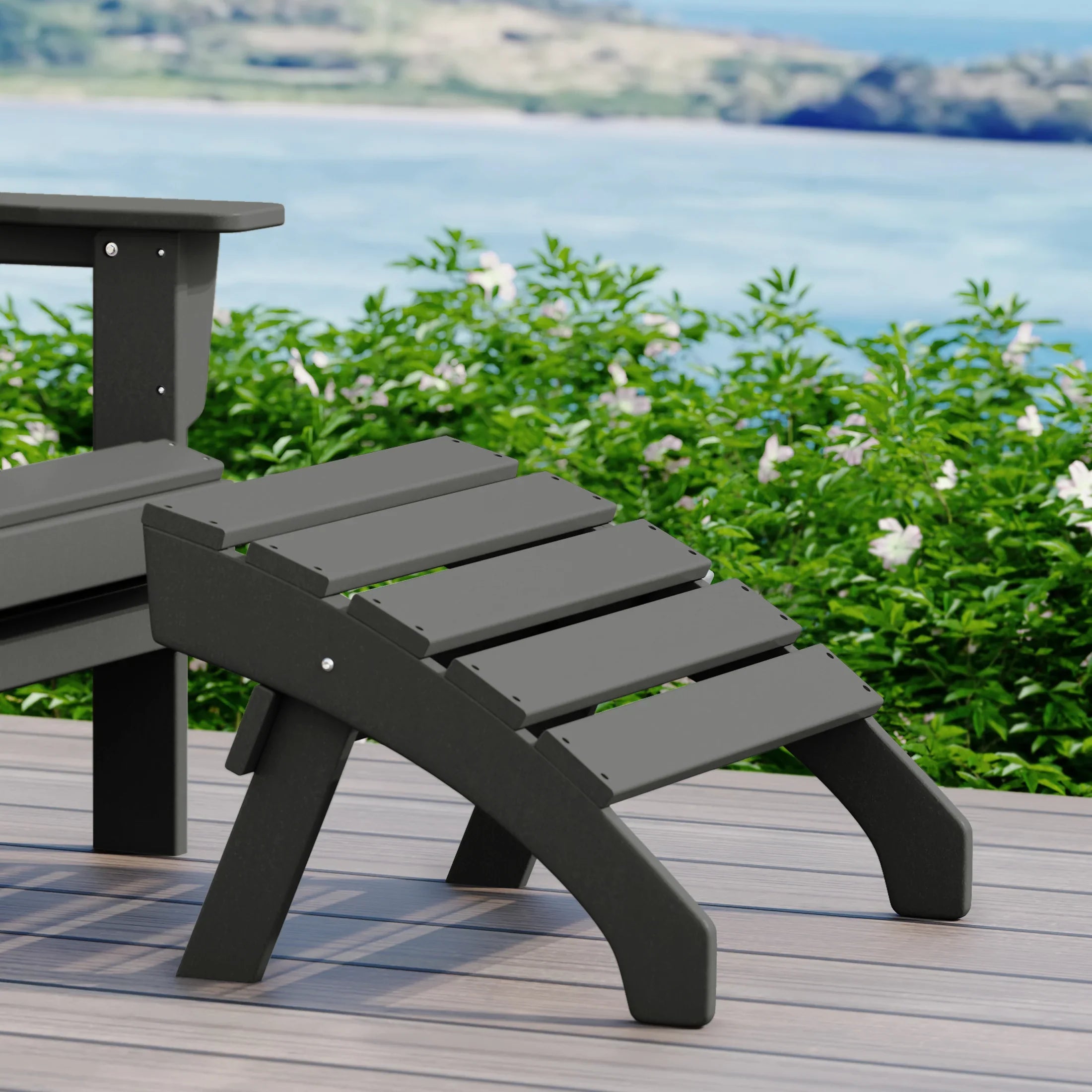 Portside Outdoor Patio HDPE Adirondack Ottoman Footrest