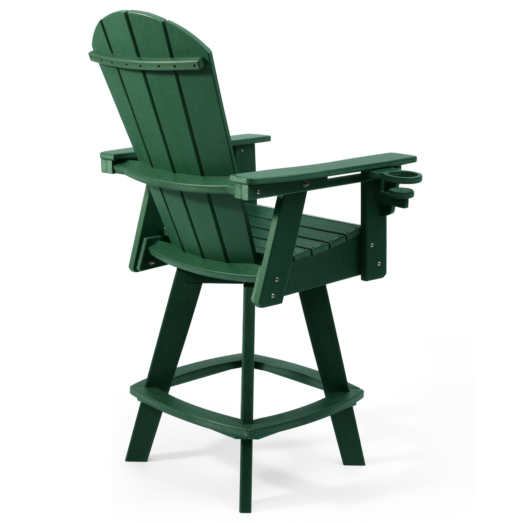 Paradise Outdoor HDPE Swivel Adirondack Bar Height Chair With Cup Holder